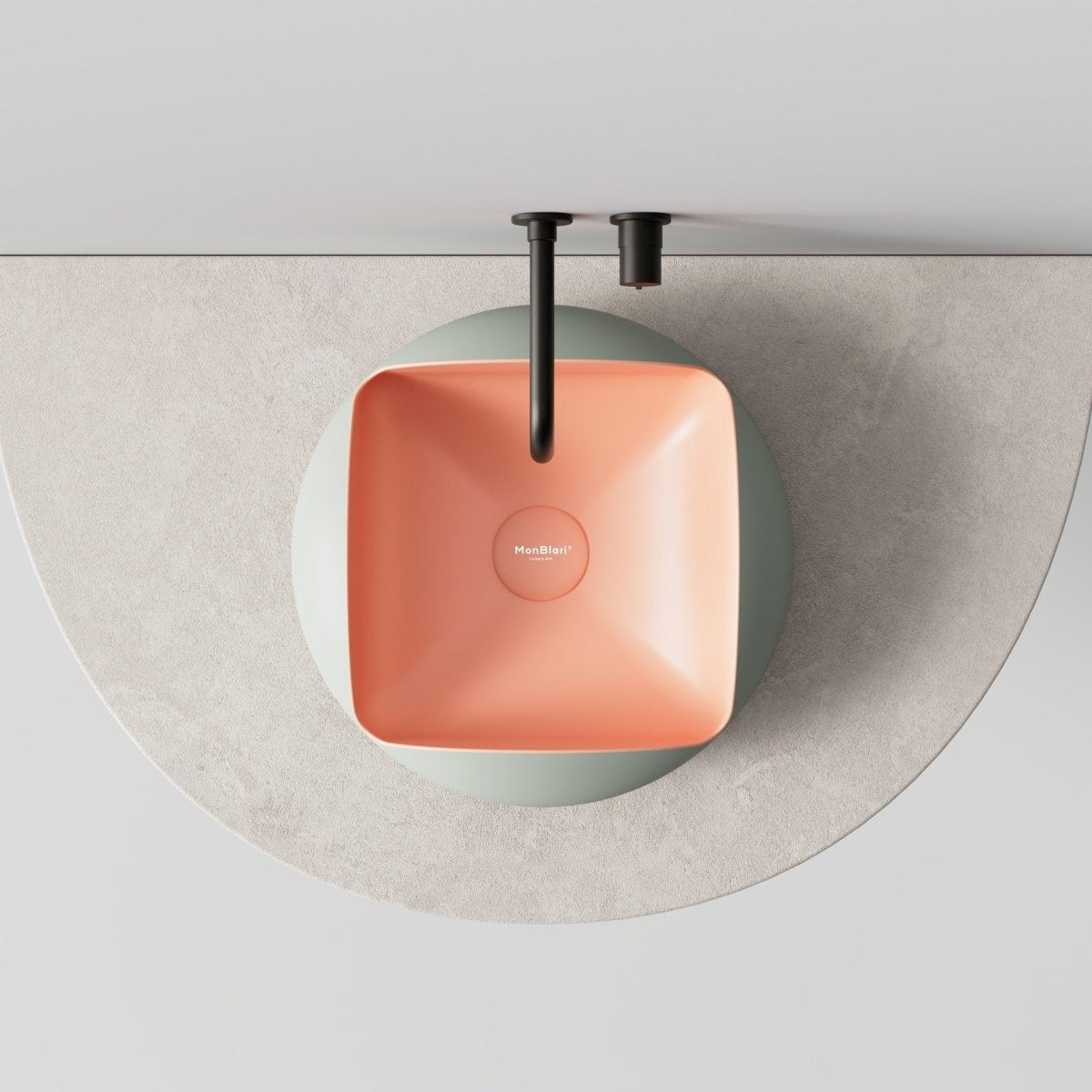 MonBlari Flower Series Solid Surface Countertop Sink H-A0811-GP-TopView
