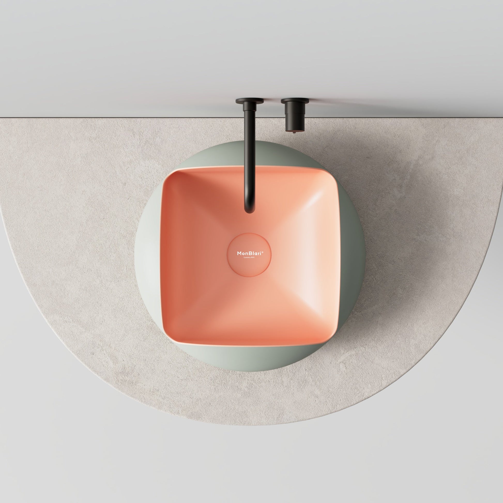 MonBlari Flower Series Solid Surface Countertop Sink H-A0811-GP-TopView