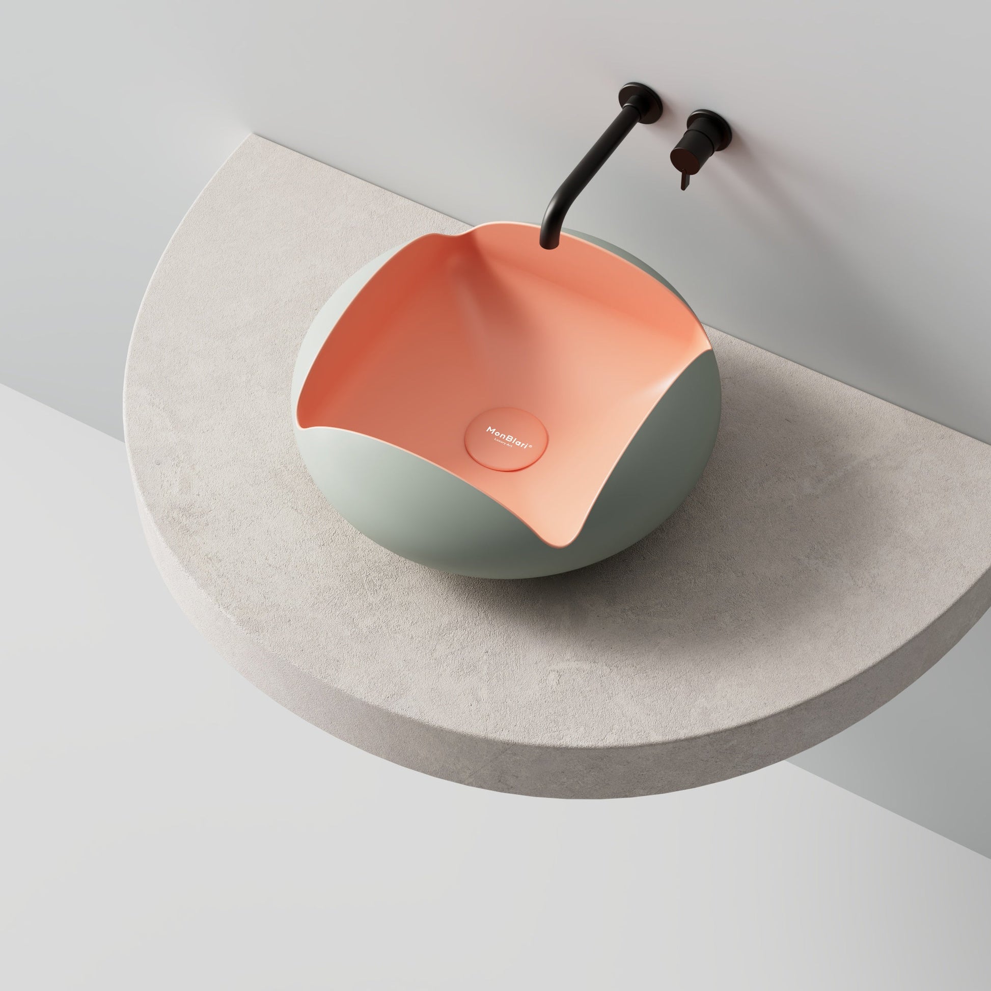 MonBlari Flower Series Solid Surface Countertop Sink H-A0811-GP-SideTop