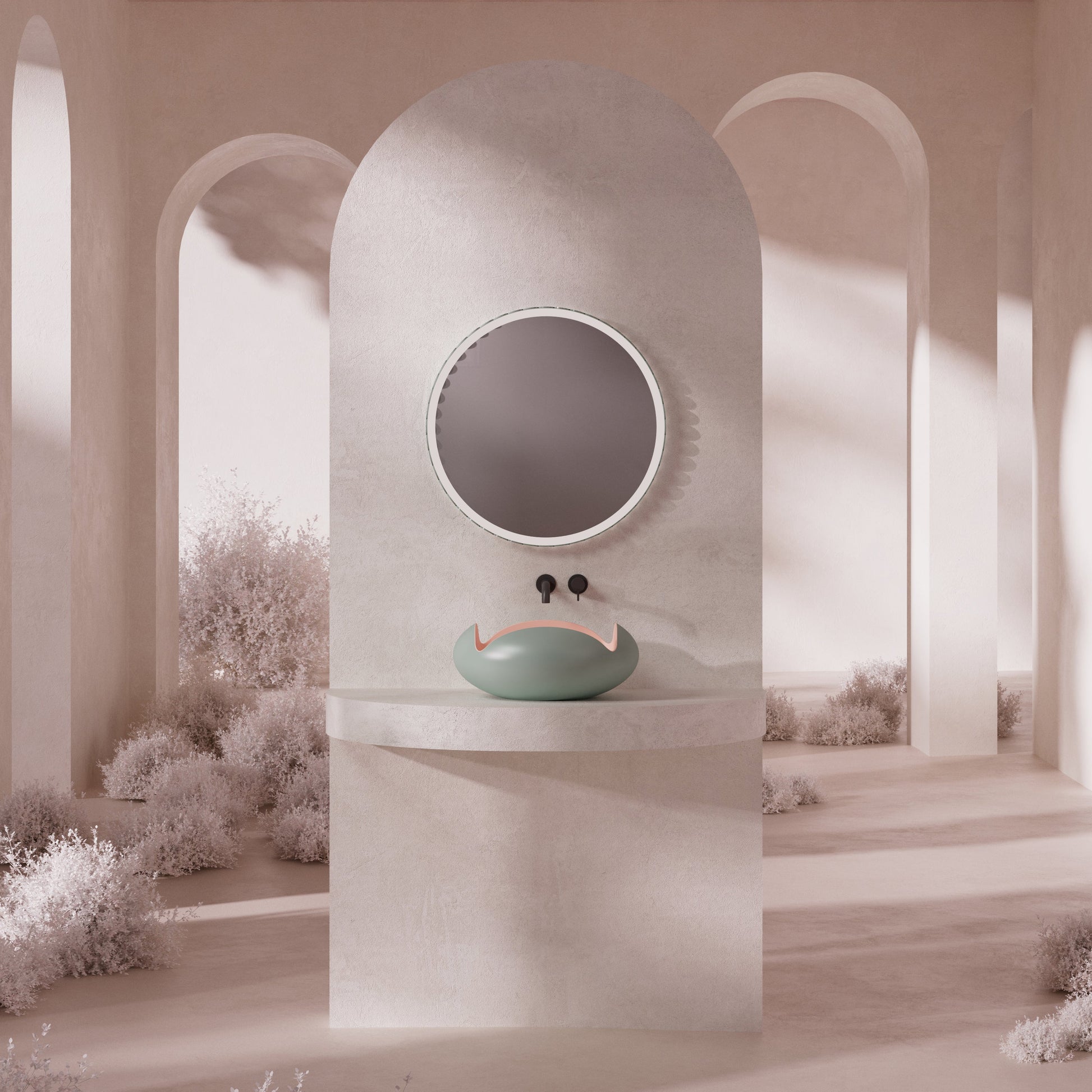 MonBlari Flower Series Solid Surface Countertop Sink H-A0811-GP-FrontView