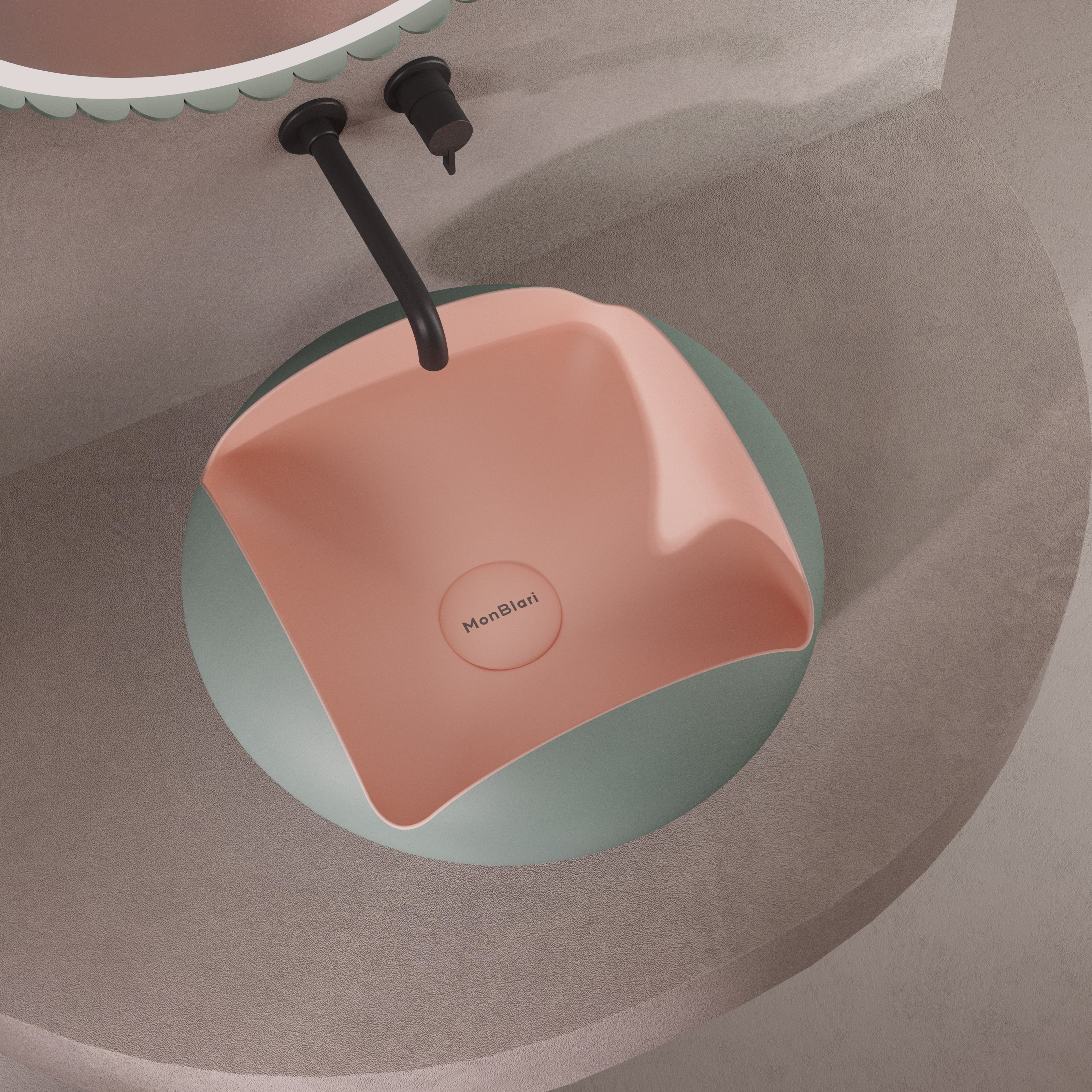 MonBlari Flower Series Solid Surface Countertop Sink H-A0811-GP-TopView