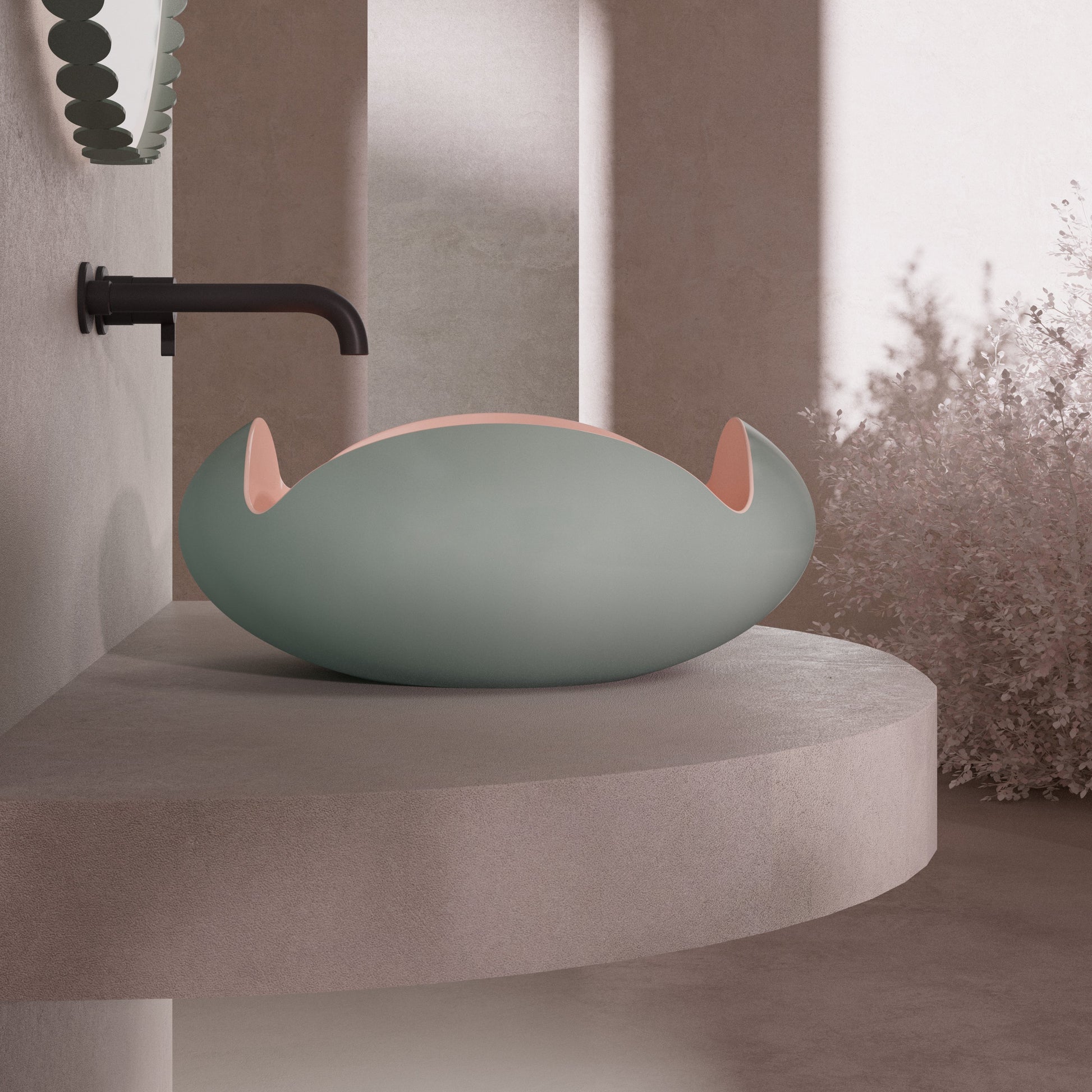 MonBlari Flower Series Solid Surface Countertop Sink H-A0811-GP-sideview