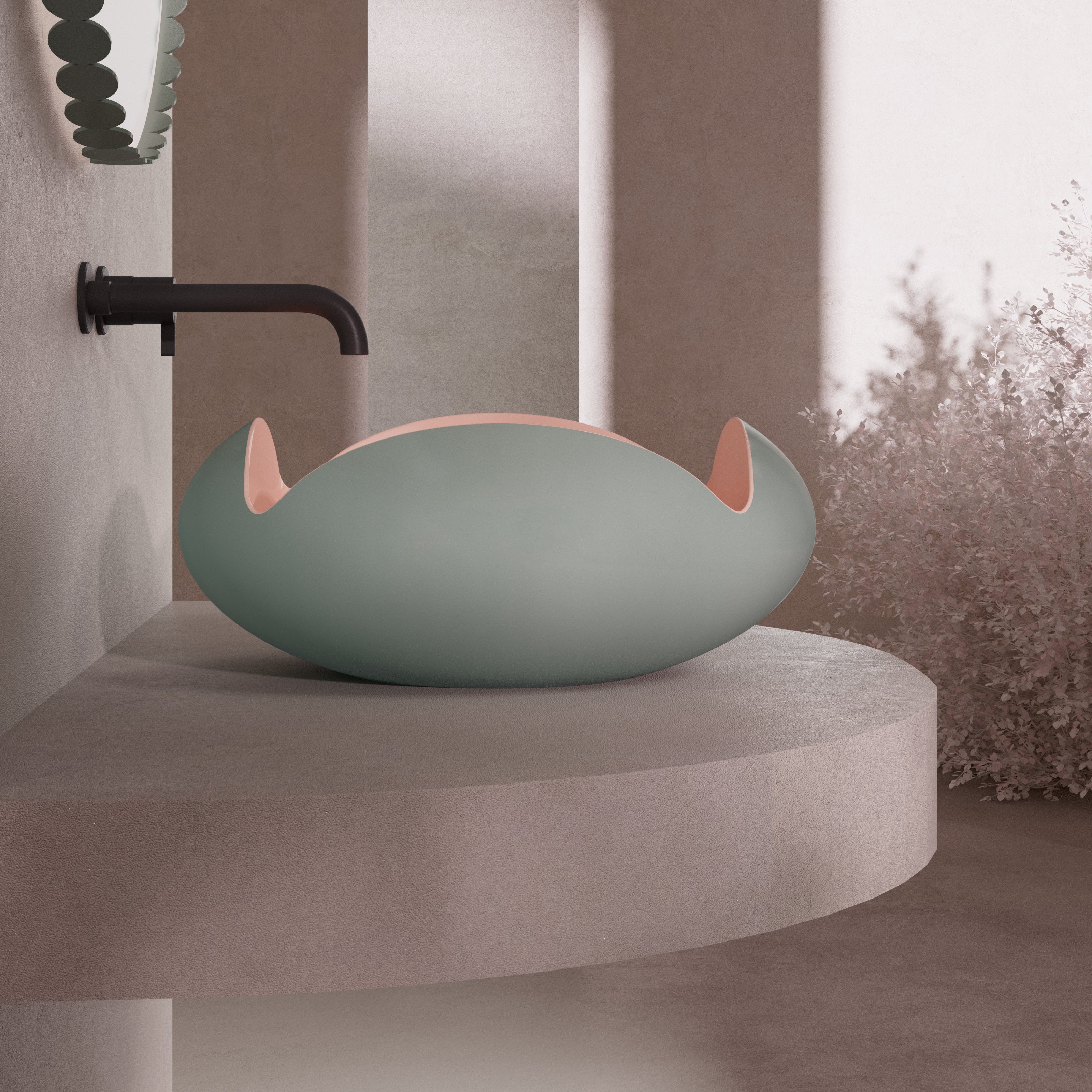 MonBlari Flower Series Solid Surface Countertop Sink H-A0811-GP-sideview