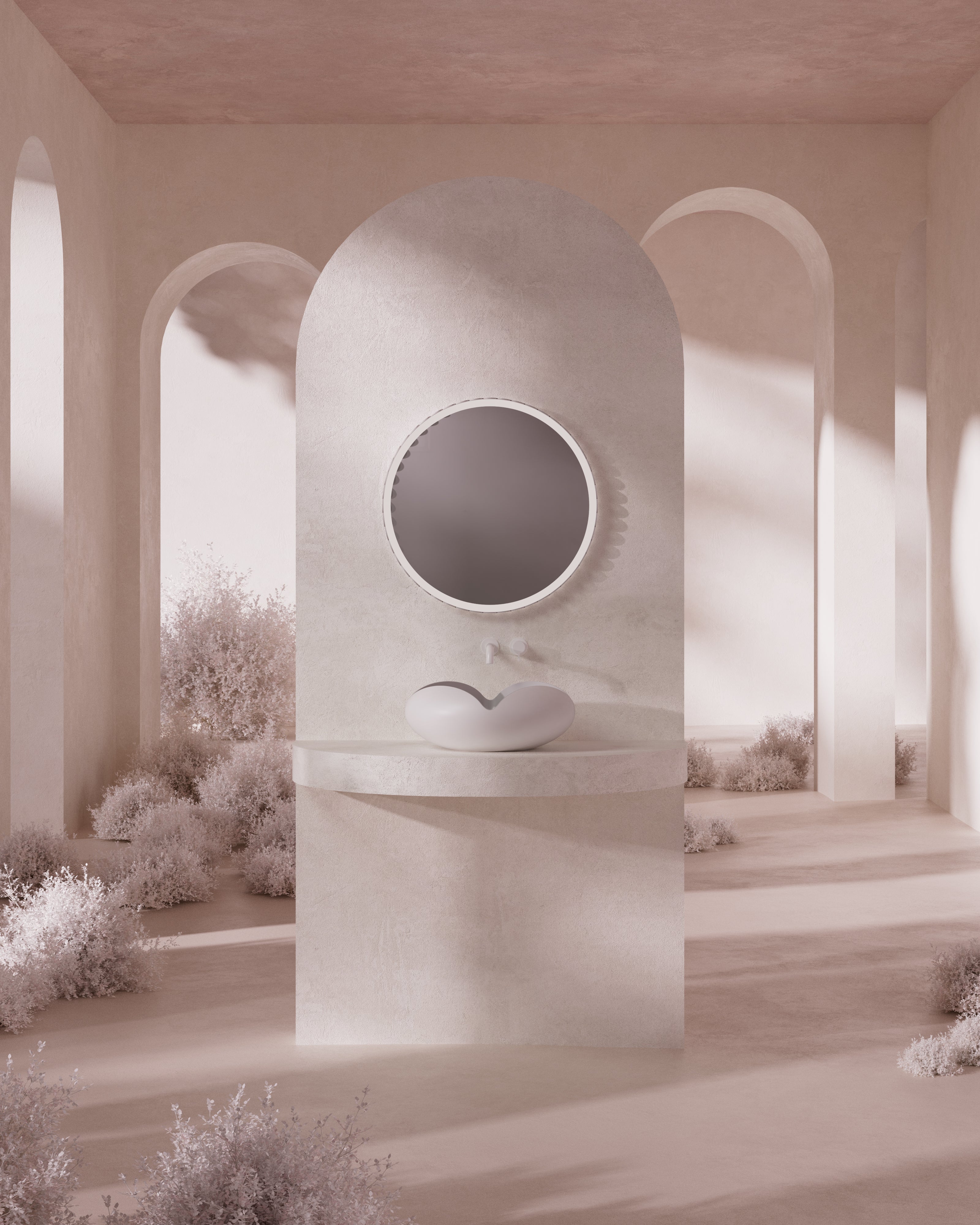 MonBlari Flower Series Solid Surface Countertop Sink H-A0811-MW