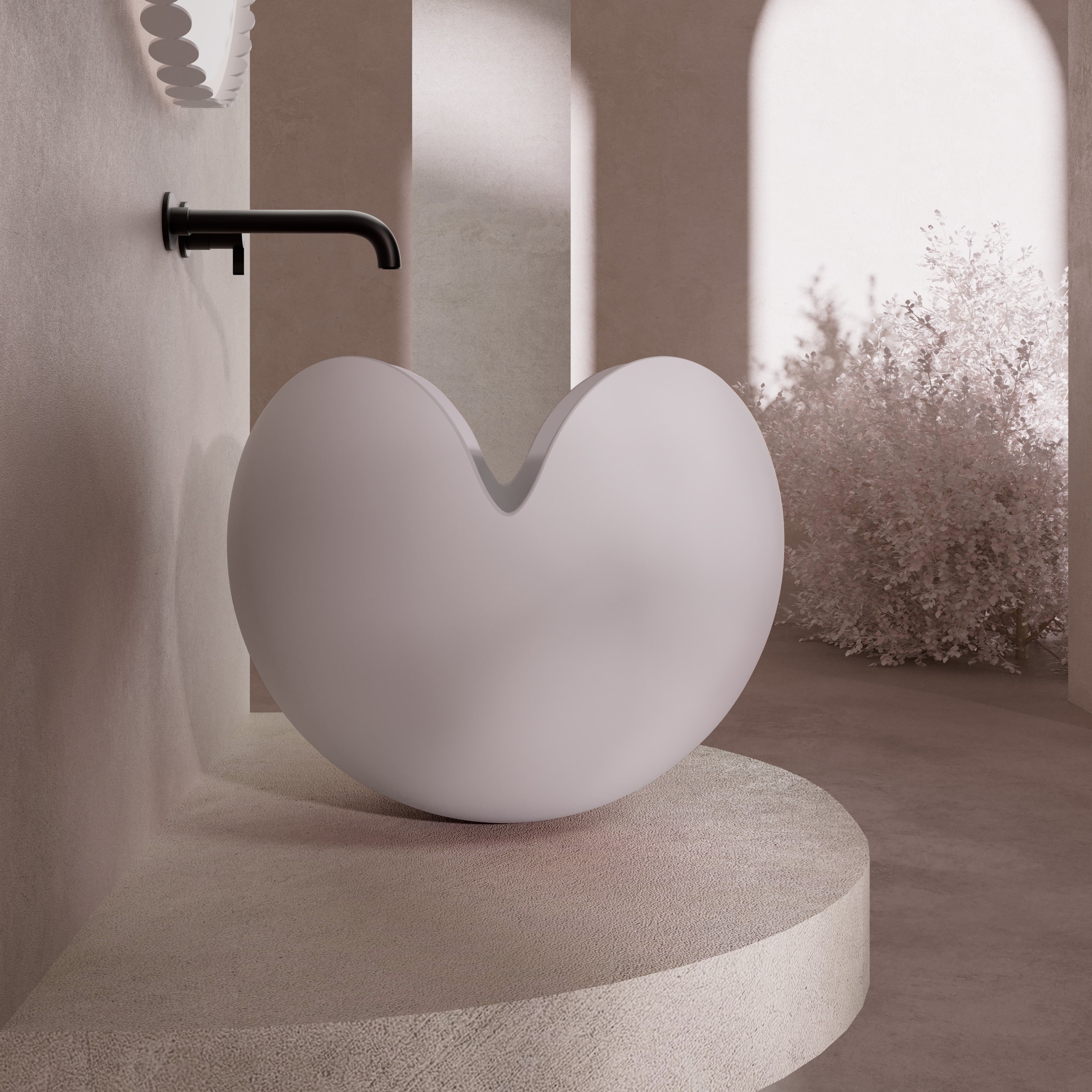 MonBlari Flower Series Solid Surface Countertop Sink H-A0812-MW-SideView