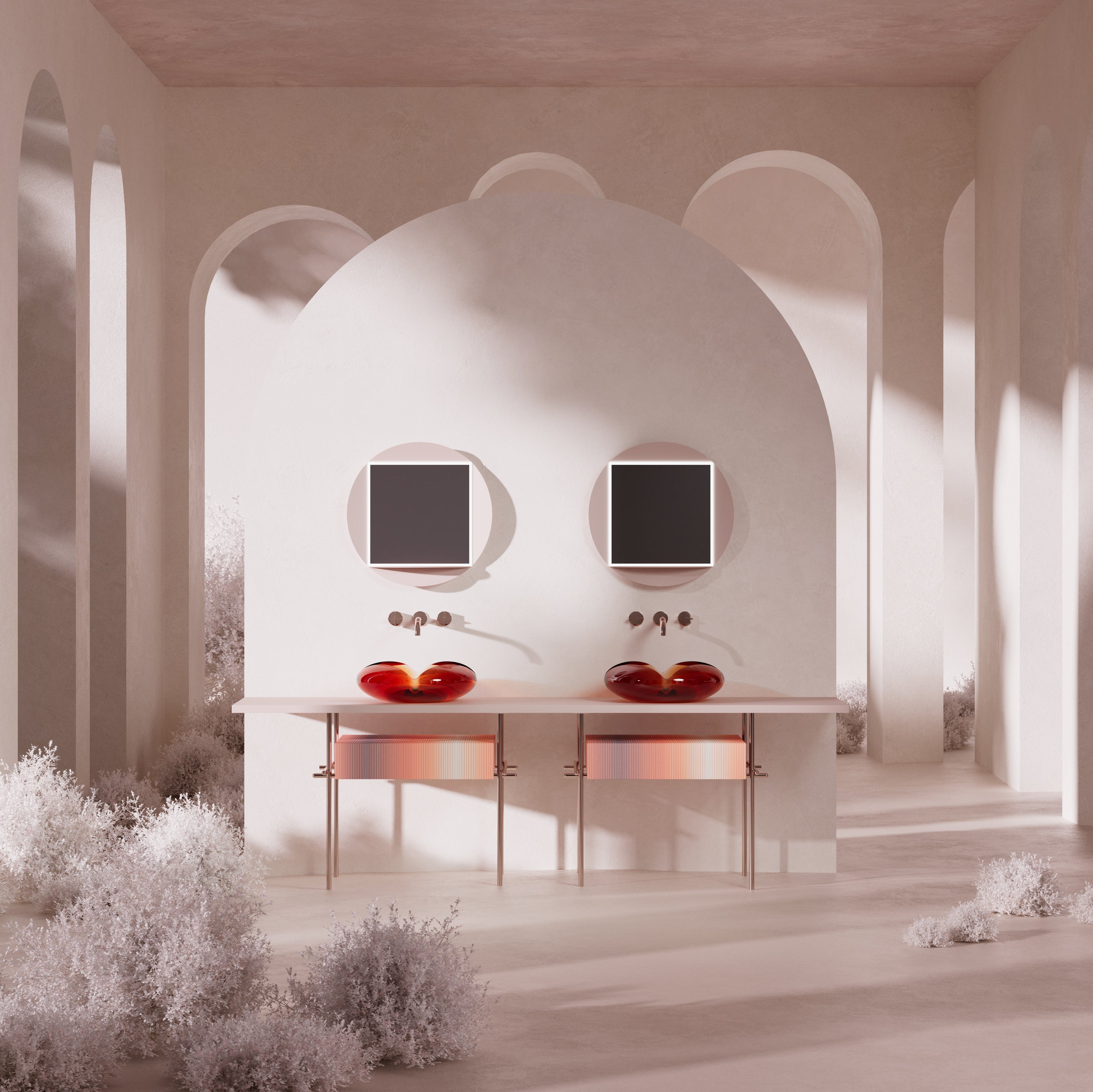 MonBlari Flower Series Bathroom Vanity H-A0811T-2-FrontView-WhiteTable