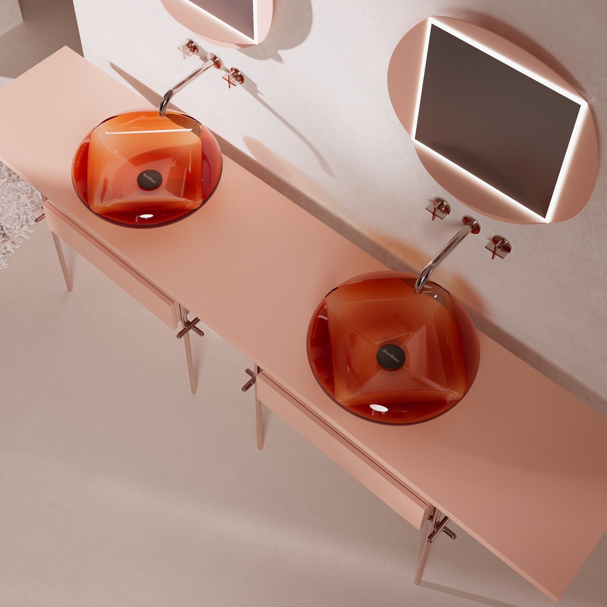 MonBlari Flower Series Bathroom Vanity H-A0811T-2-RightTopView