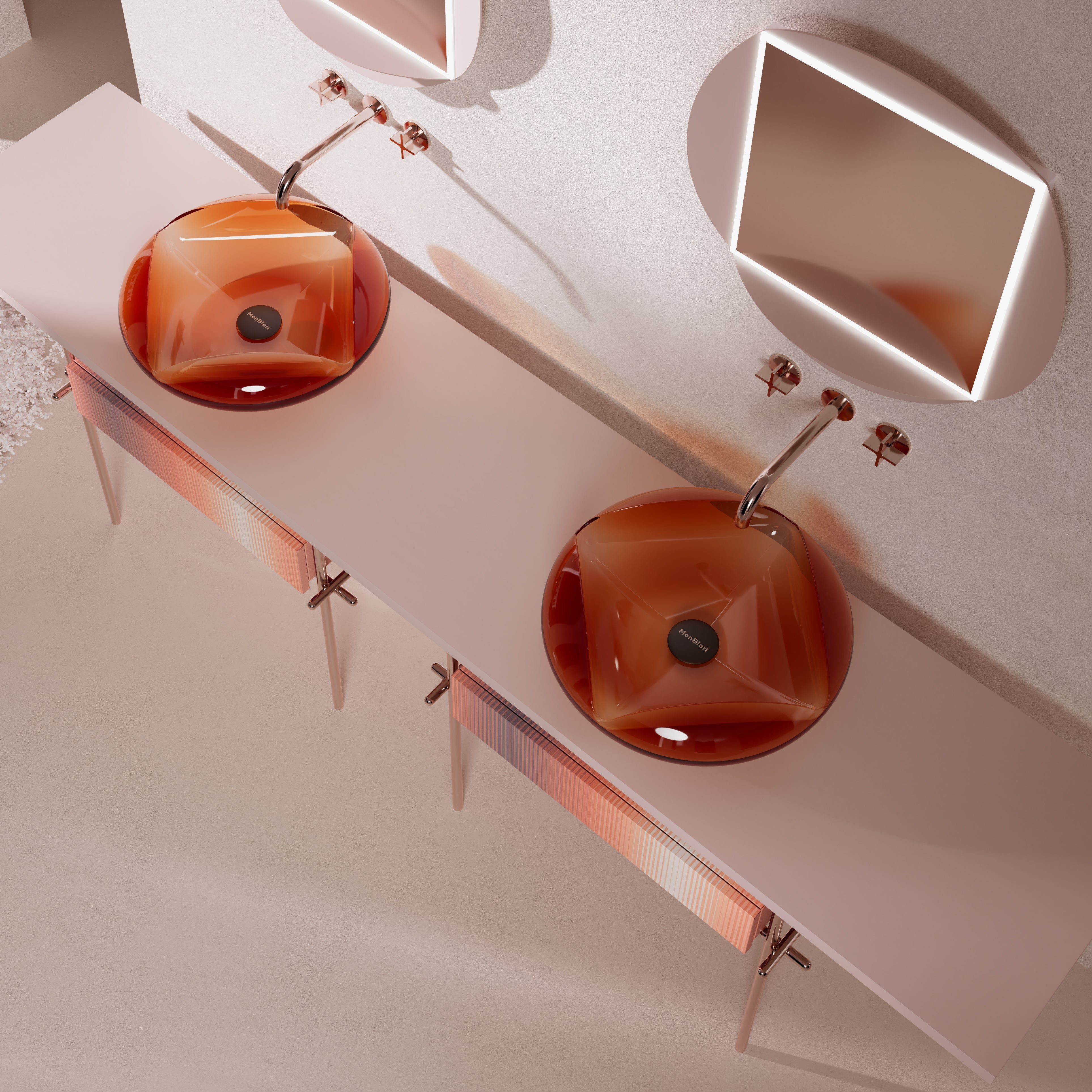 MonBlari Flower Series Bathroom Vanity H-A0811T-2-TopView