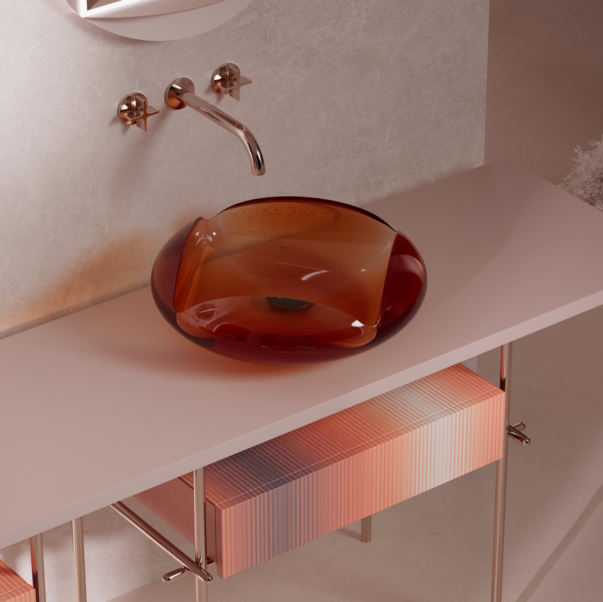 MonBlari Flower Series Bathroom Vanity H-A0811T-2-LeftTopView