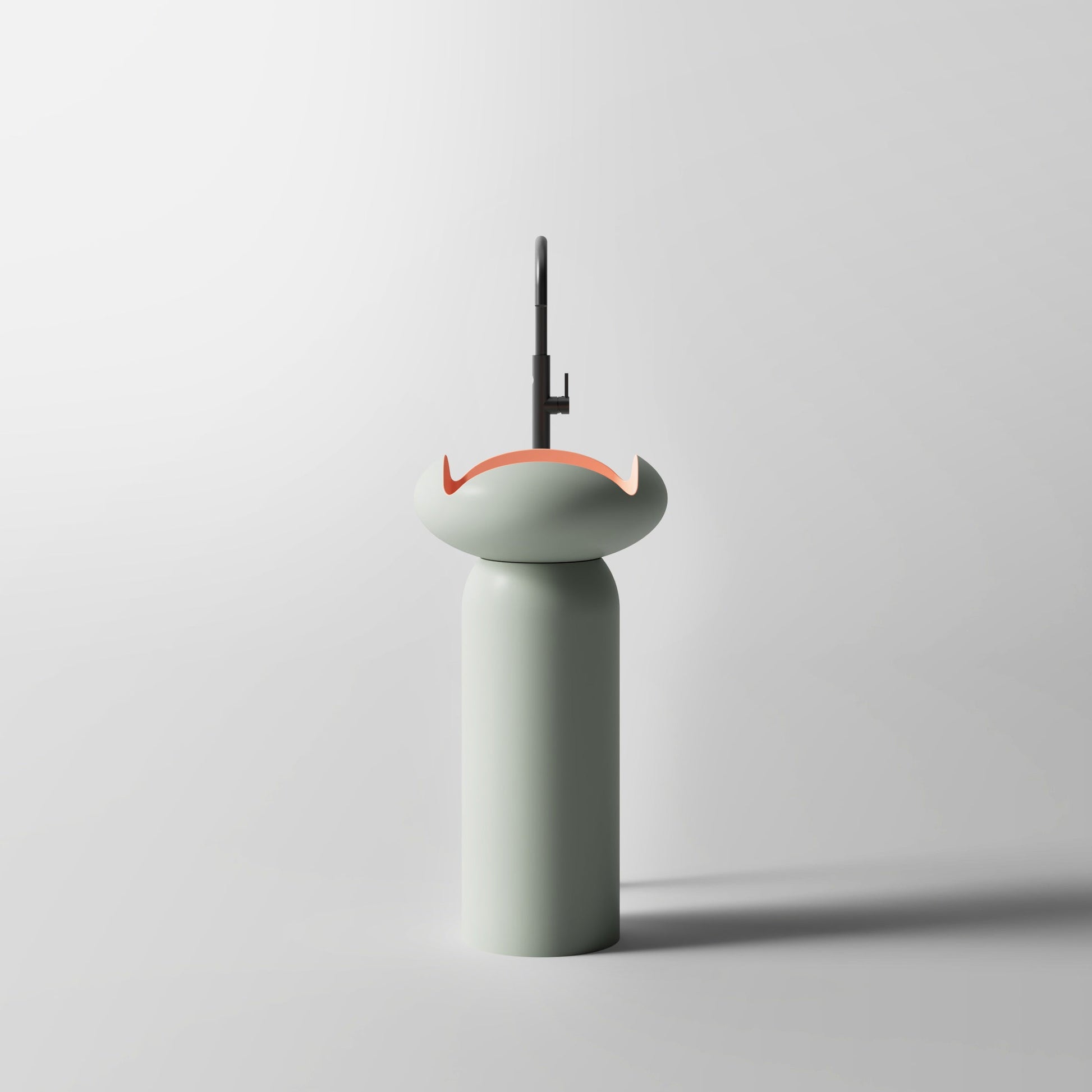 MonBlari Flower Series Solid Surface Pedestal Sink H-Z0811-GP-FrontView