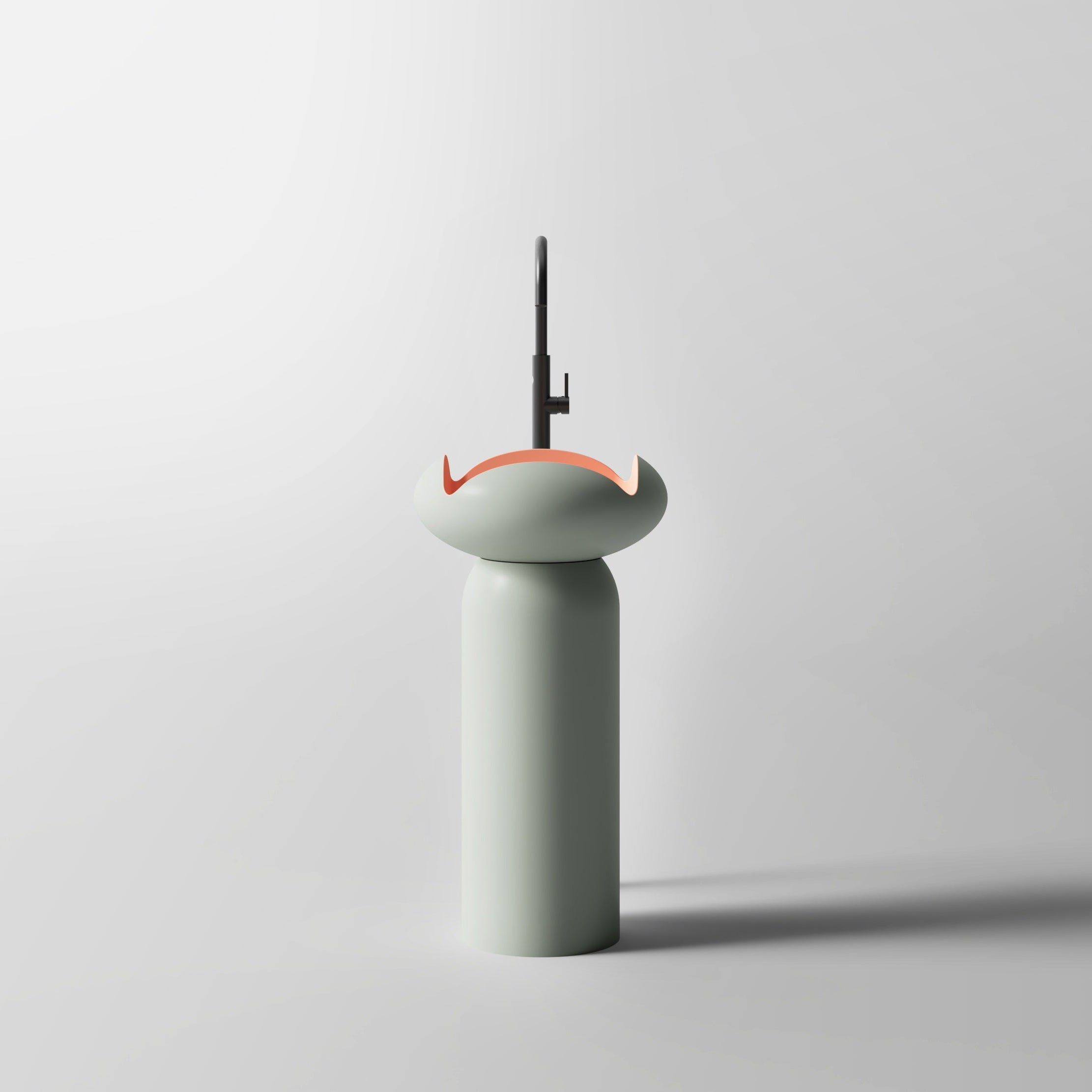 MonBlari Flower Series Solid Surface Pedestal Sink H-Z0811-GP-FrontView