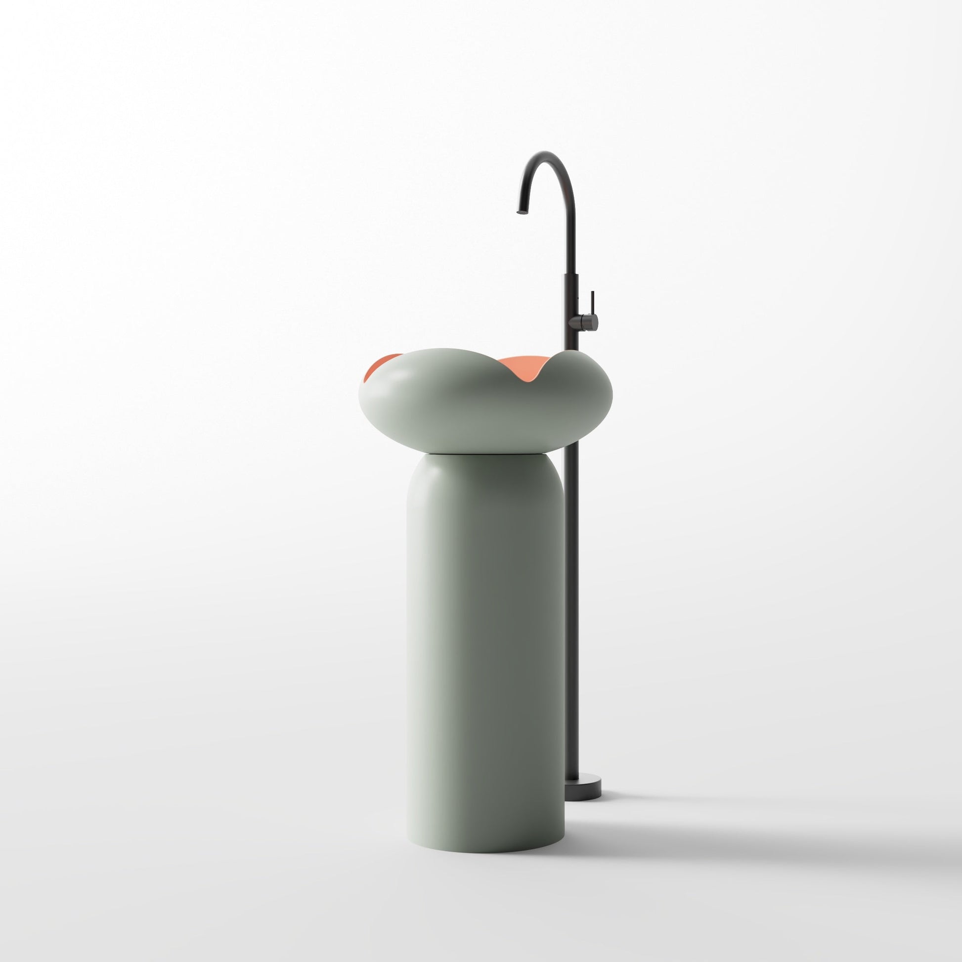 MonBlari Flower Series Solid Surface Pedestal Sink H-Z0811-GP-SideView