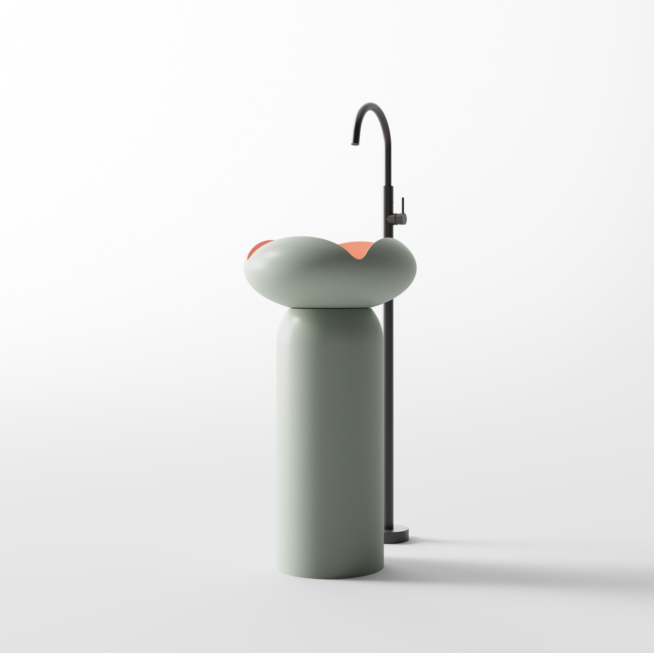 MonBlari Flower Series Solid Surface Pedestal Sink H-Z0811-GP-SideView