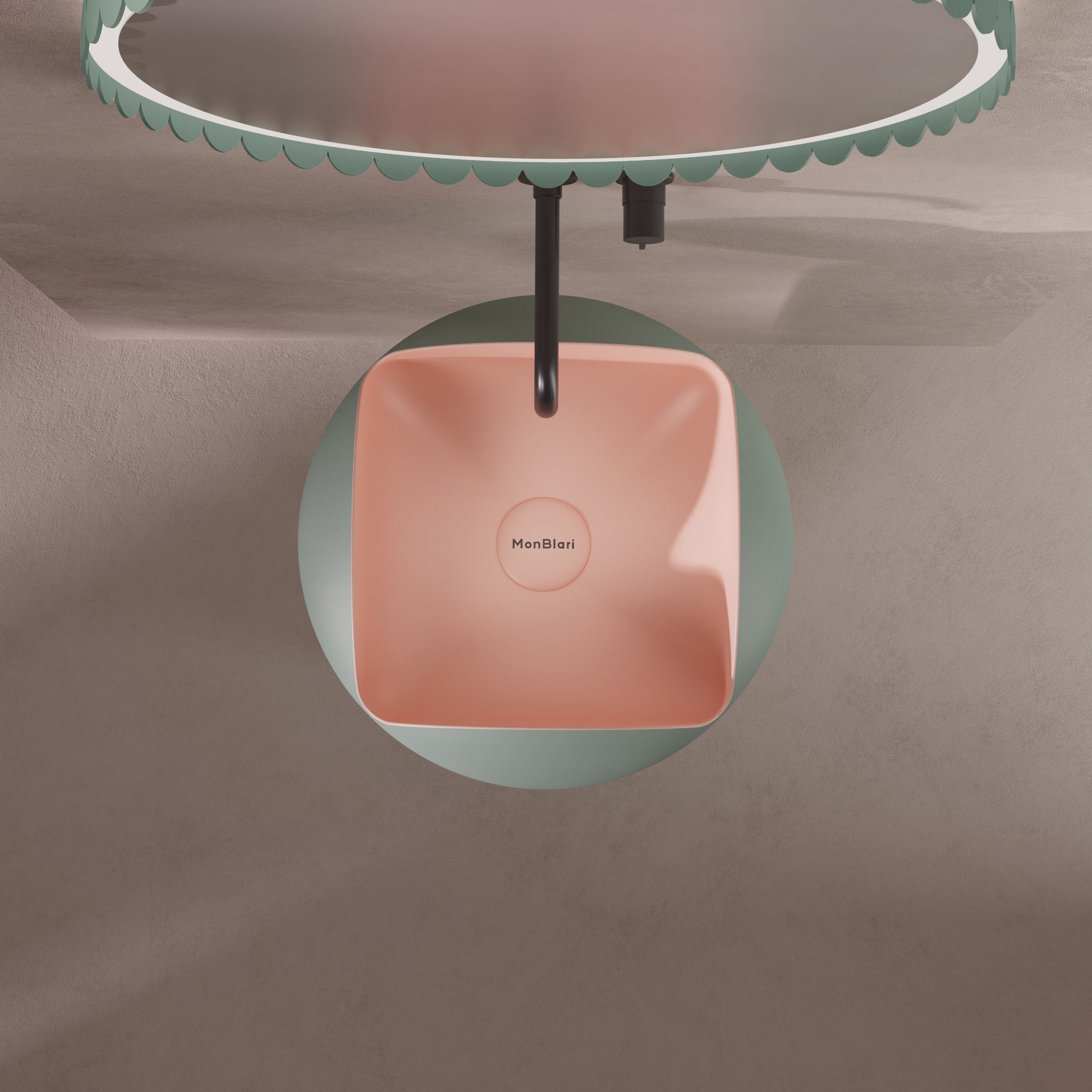 MonBlari Flower Series Solid Surface Pedestal Sink H-Z0811-GP-TopView