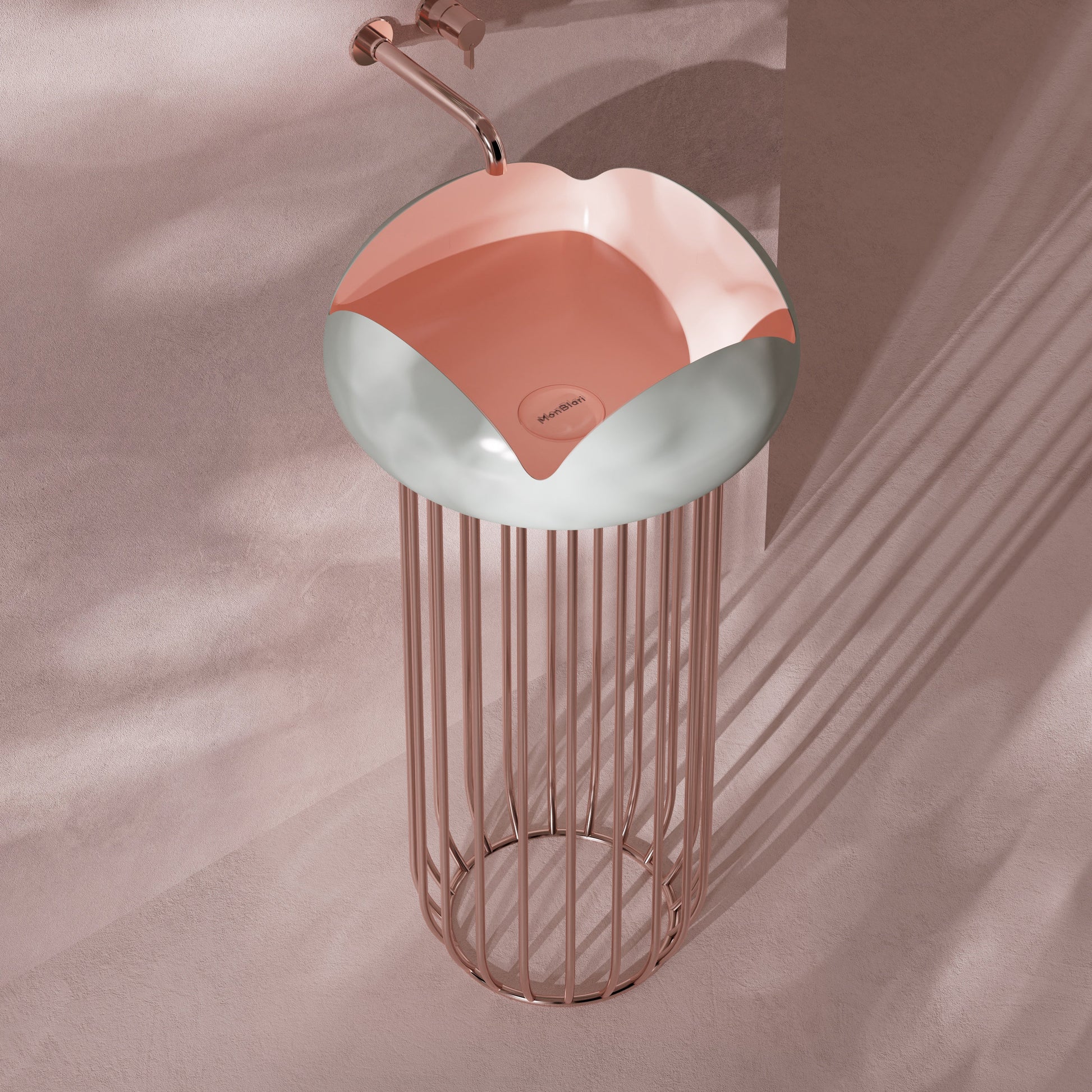 MonBlari FLOWER Series Pedestal Sink H-ZY0815-2-GP-TopView