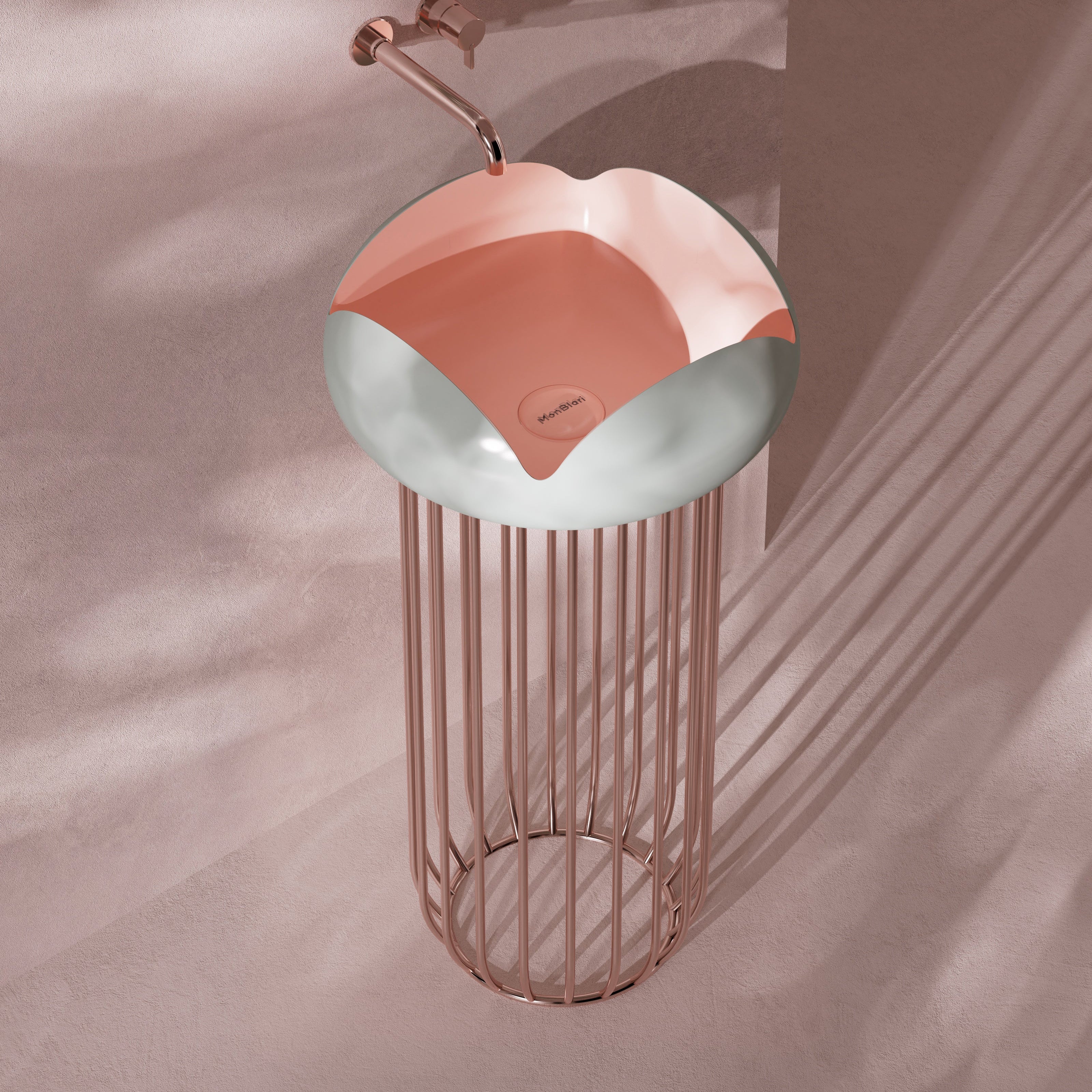 MonBlari FLOWER Series Pedestal Sink H-ZY0815-2-GP-TopView