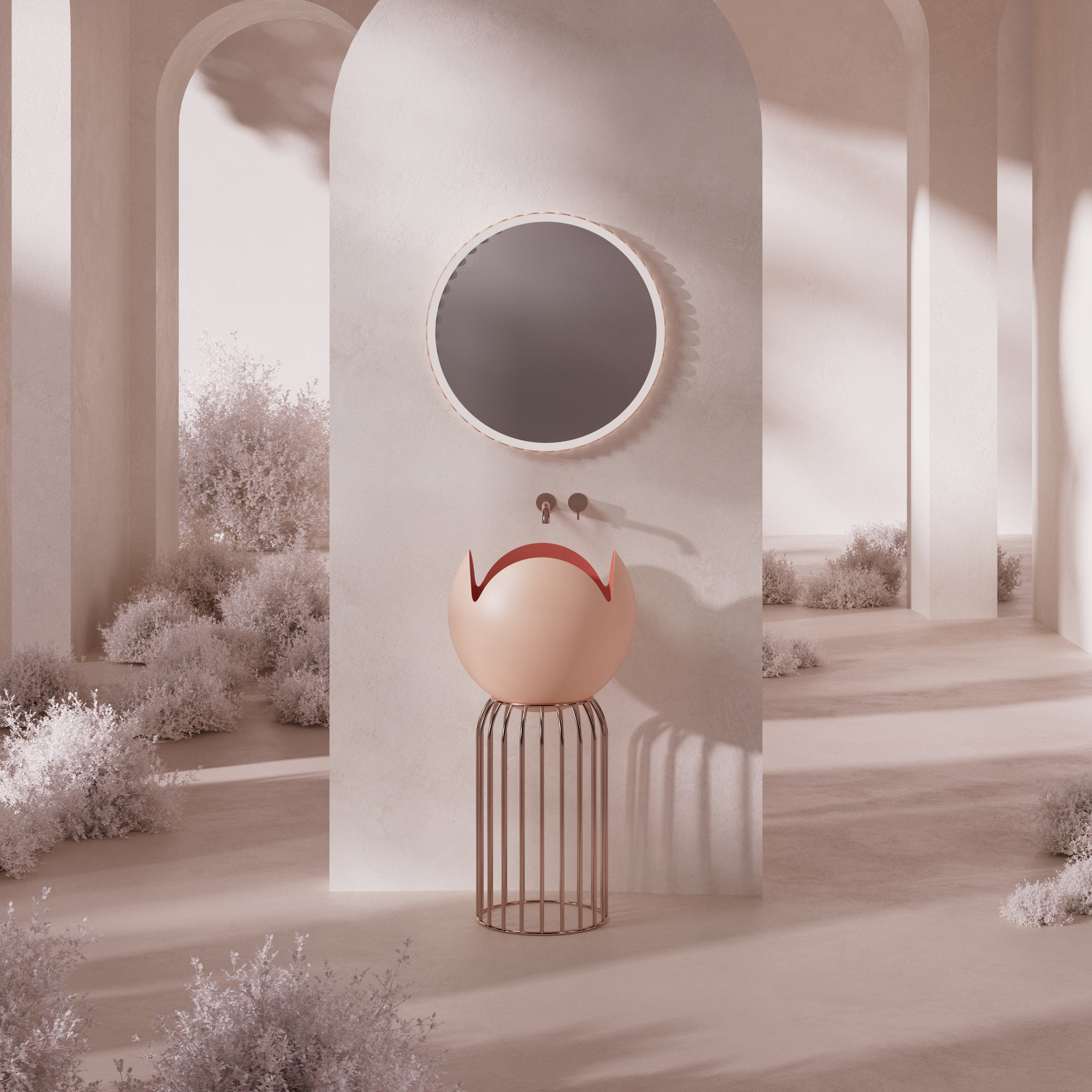 MonBlari FLOWER Series Pedestal Sink H-ZY0816-1-LP-FrontView