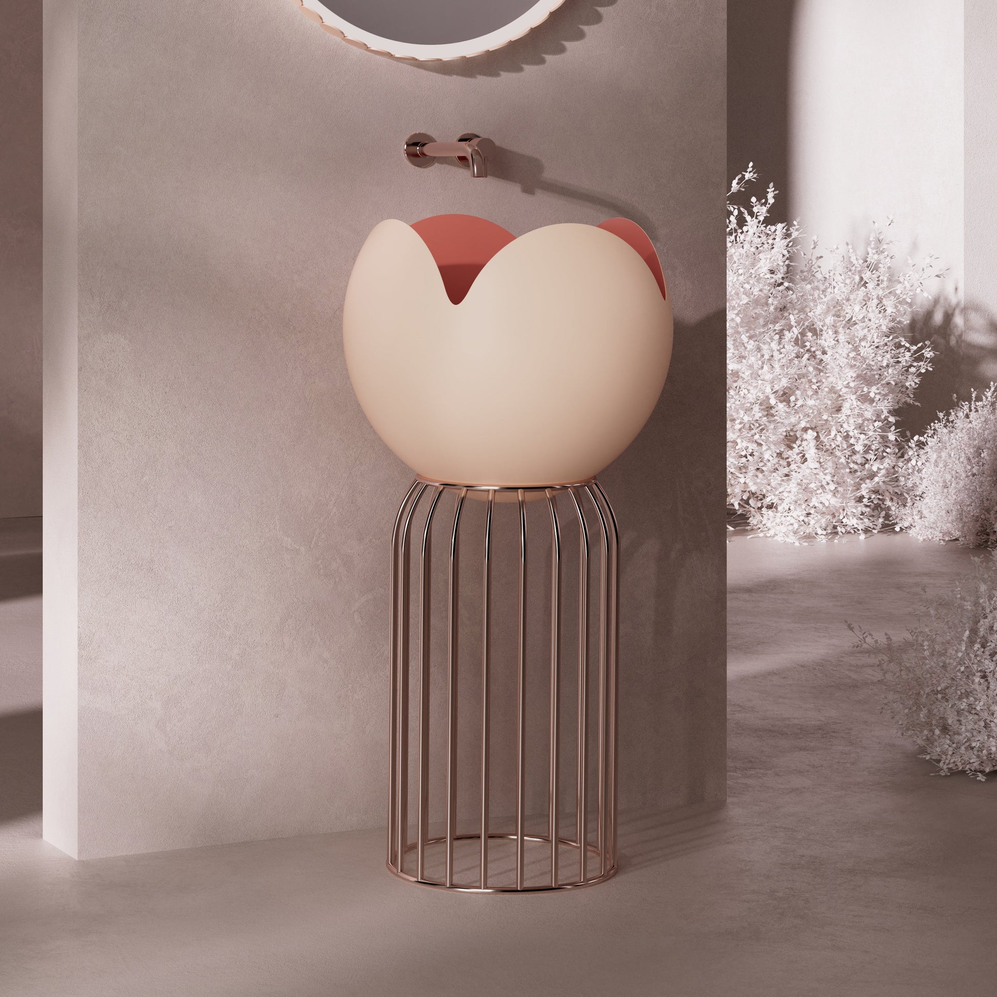 MonBlari FLOWER Series Pedestal Sink H-ZY0816-1-LP-SideView