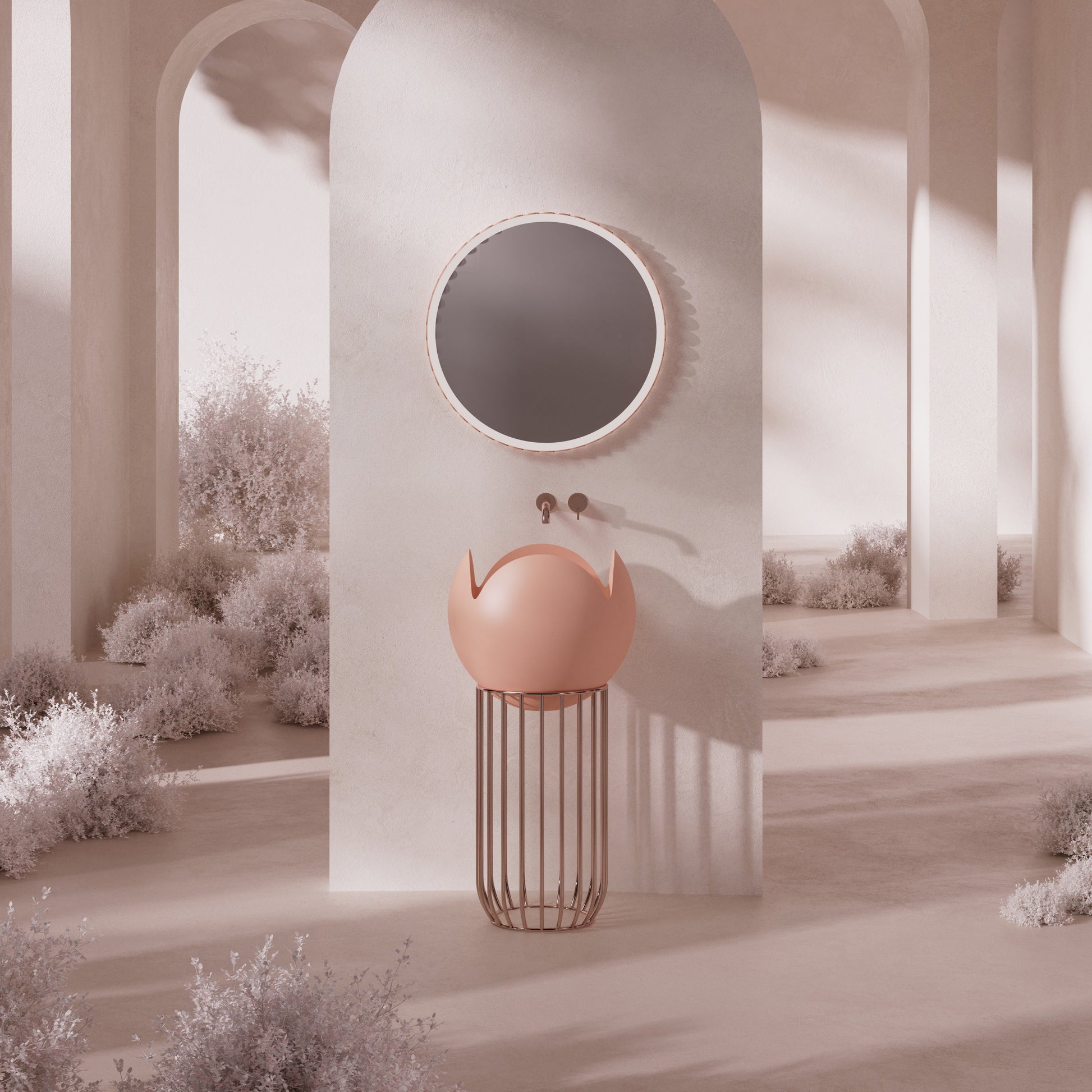 MonBlari FLOWER Series Pedestal Sink H-ZY0816-2-DP-FrontView