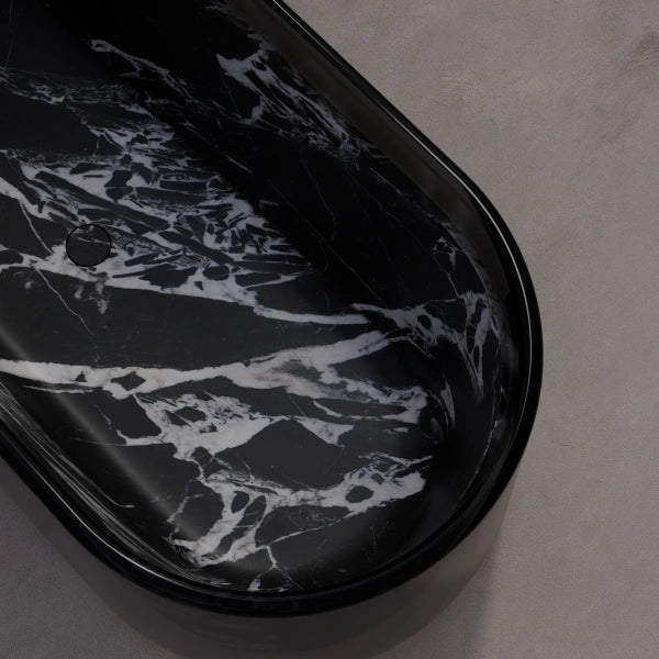 MonBlari HALO Series BvIgari Black Marble Soaking Tub for Contemporary Bathroom