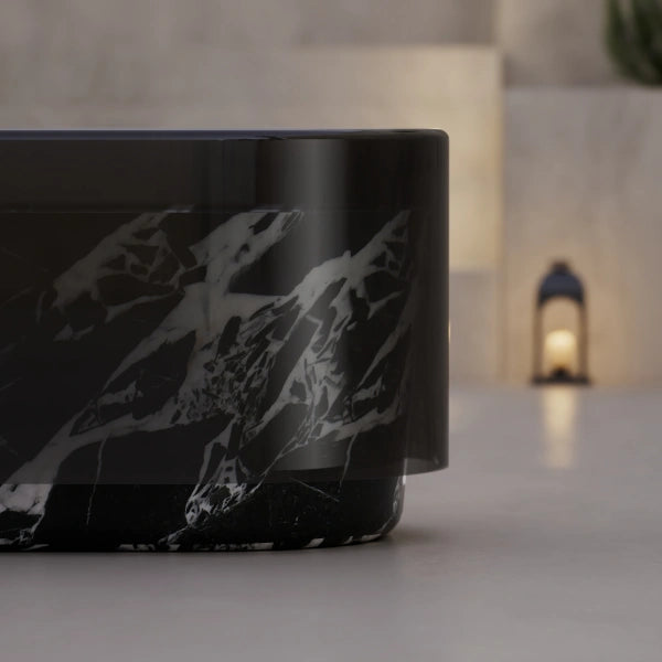 MonBlari HALO Series BvIgari Black Marble Soaking Tub for Contemporary Bathroom