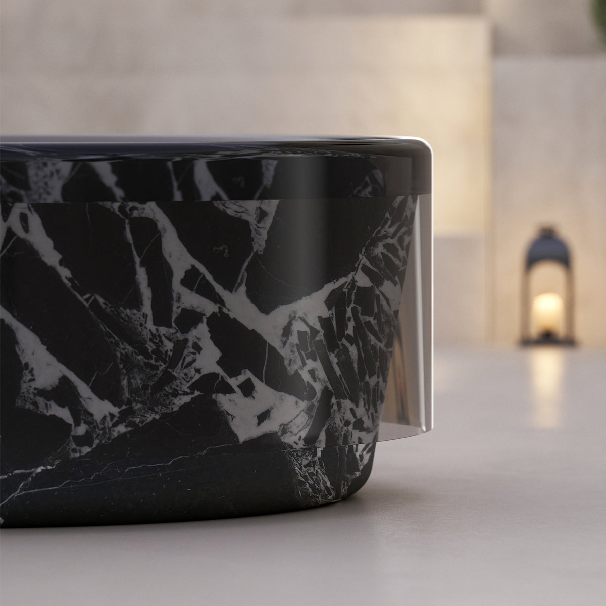 MonBlari HALO Series Round Veined Freestanding Soaking Tub