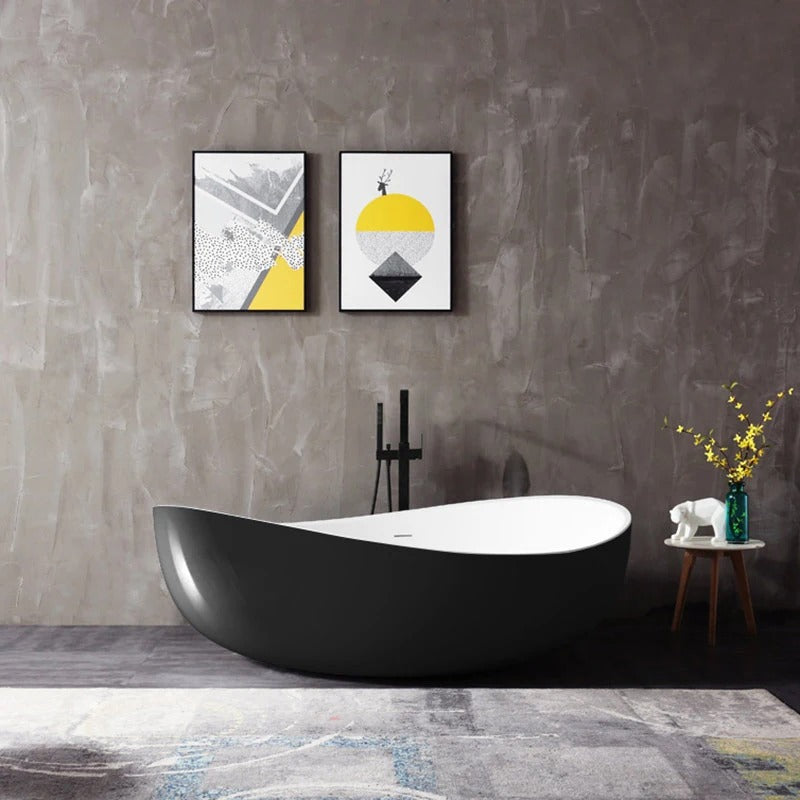 Monblari contemporary oval freestanding bathtub-TW-6620-Black-FrontView
