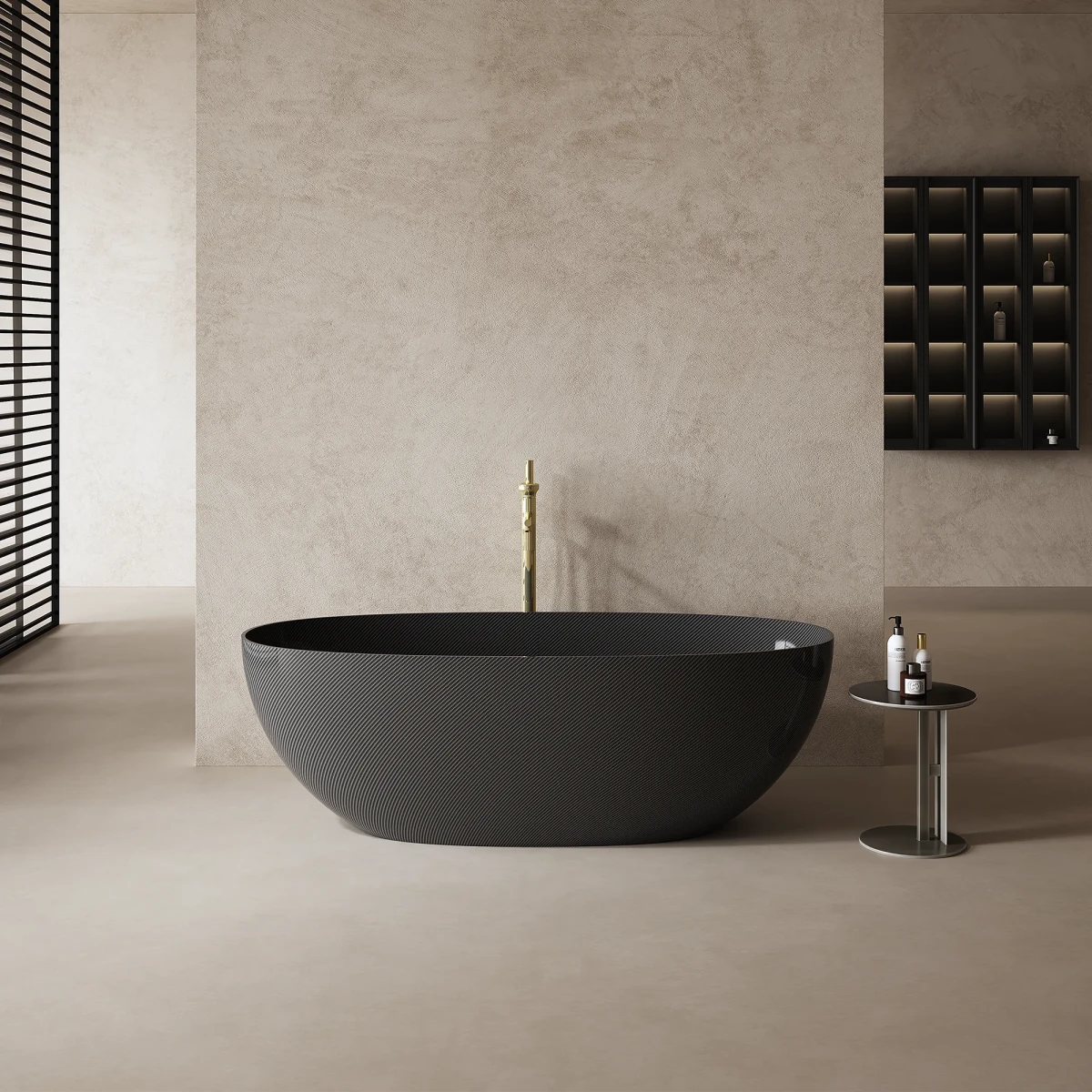 67 Inch MonBlari Carbon Fiber Freestanding Bathtub MC-99907-GB-FrontView