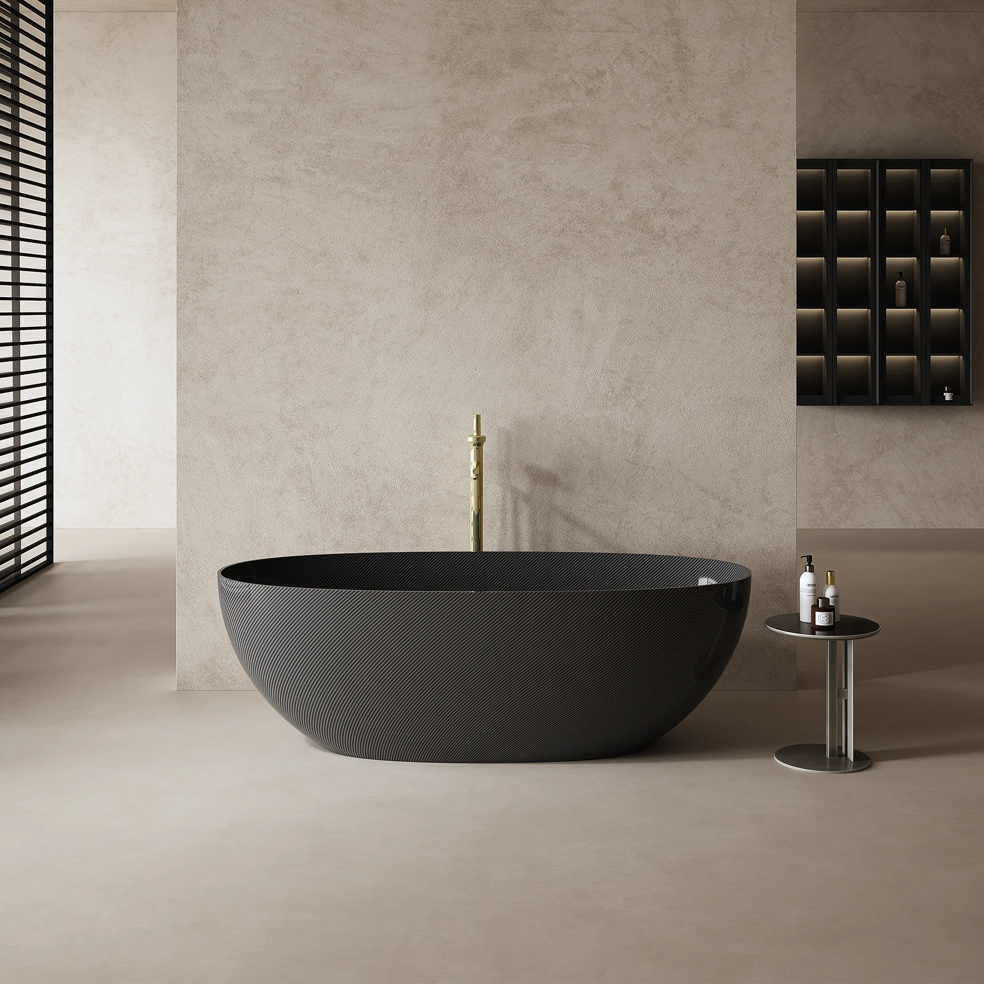 67 Inch MonBlari Carbon Fiber Freestanding Bathtub MC99907GB-FrontView