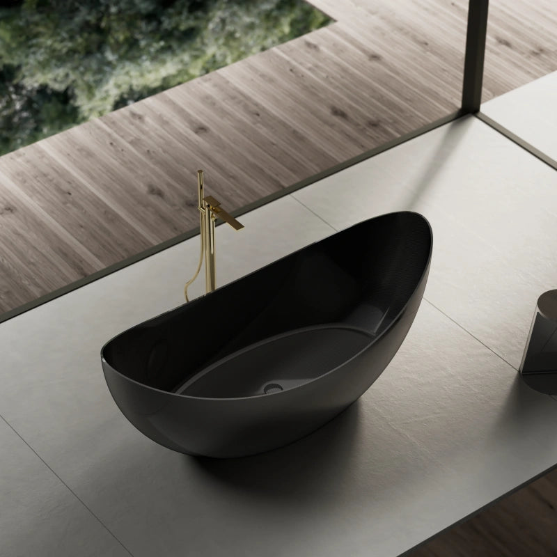 72 Inch MonBlari Carbon Fiber Double Slipper Soaking Bathtub