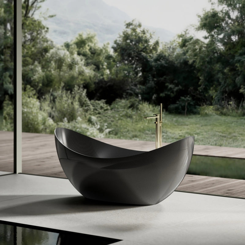 72 Inch MonBlari Carbon Fiber Double Slipper Soaking Bathtub