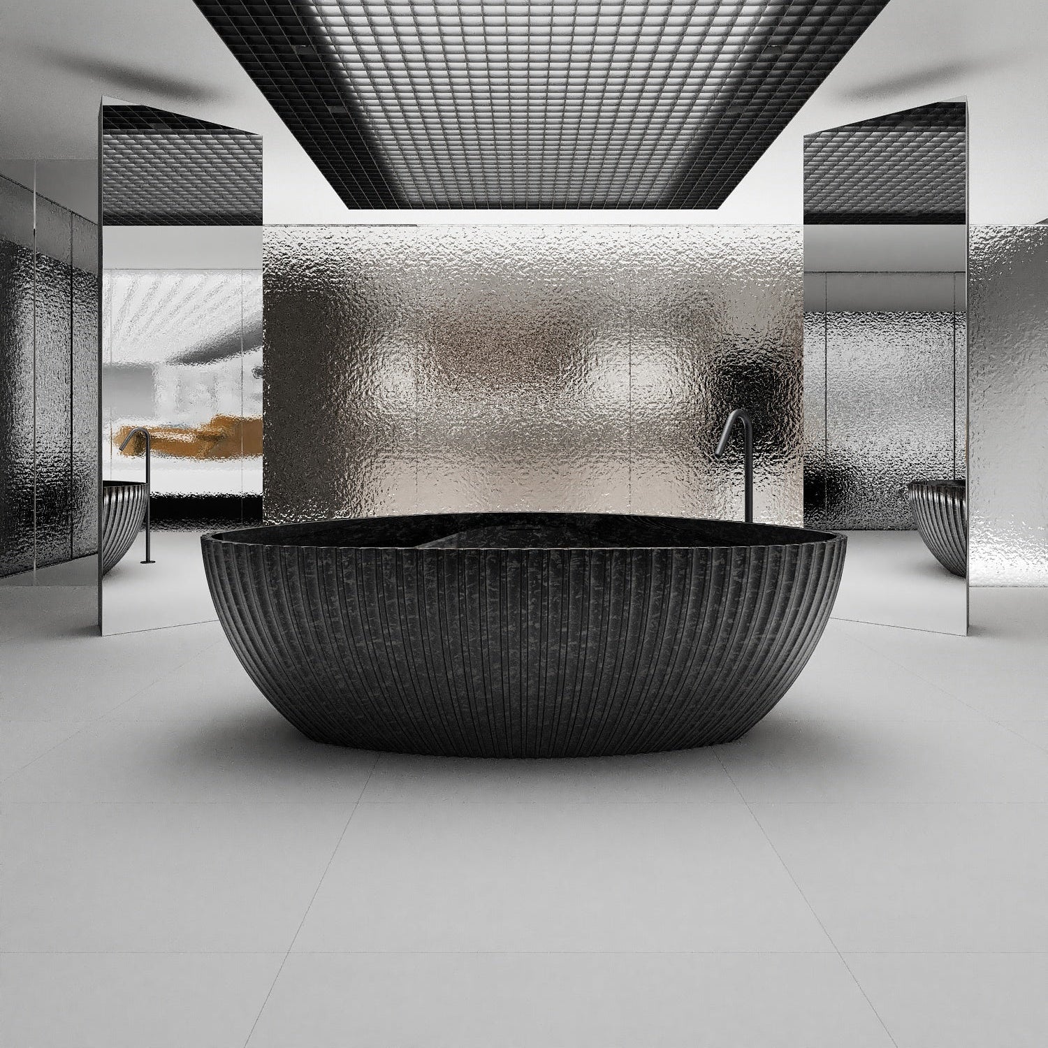 71 Inch MonBlari Carbon Fiber Freestanding Bathtub MC99910GB-FrontView