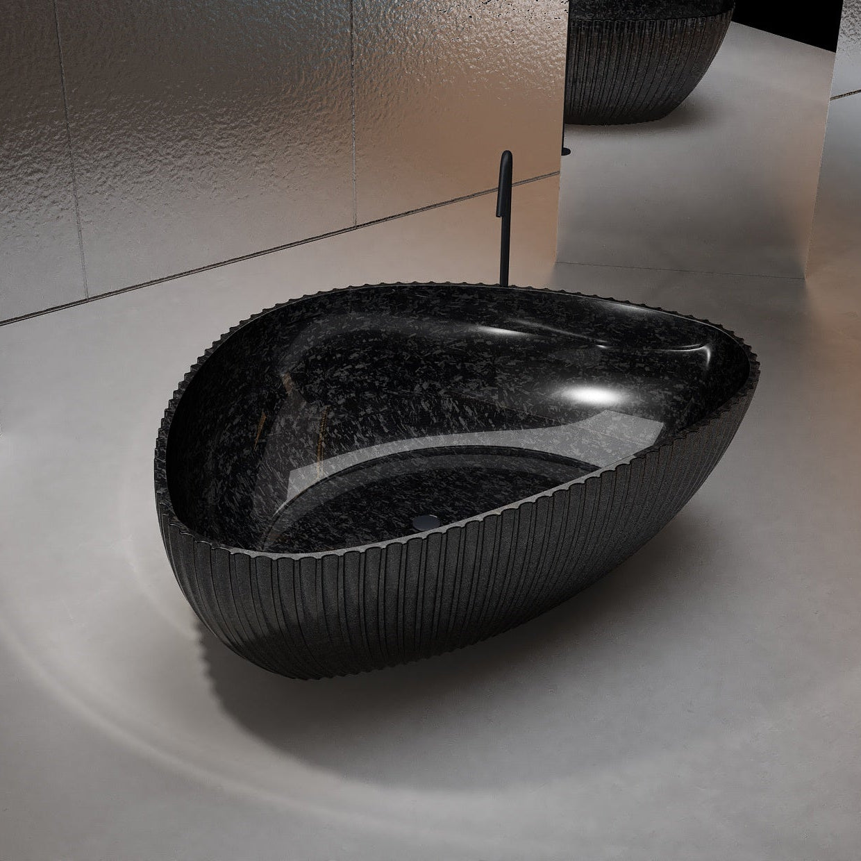 71 Inch MonBlari Carbon Fiber Freestanding Bathtub MC99910GB-FrontTopView