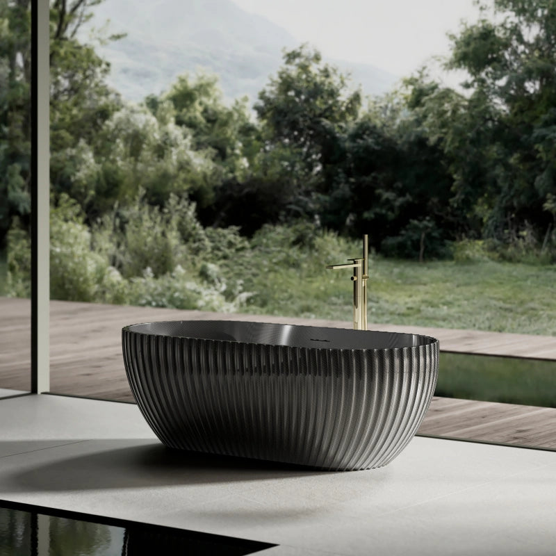 67" MonBlari Satin-Finished Carbon Fiber Freestanding Soaking Tub