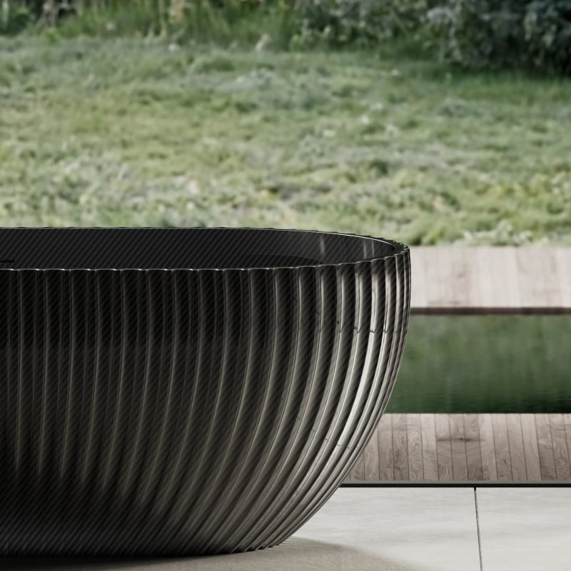 67" MonBlari Satin-Finished Carbon Fiber Freestanding Soaking Tub