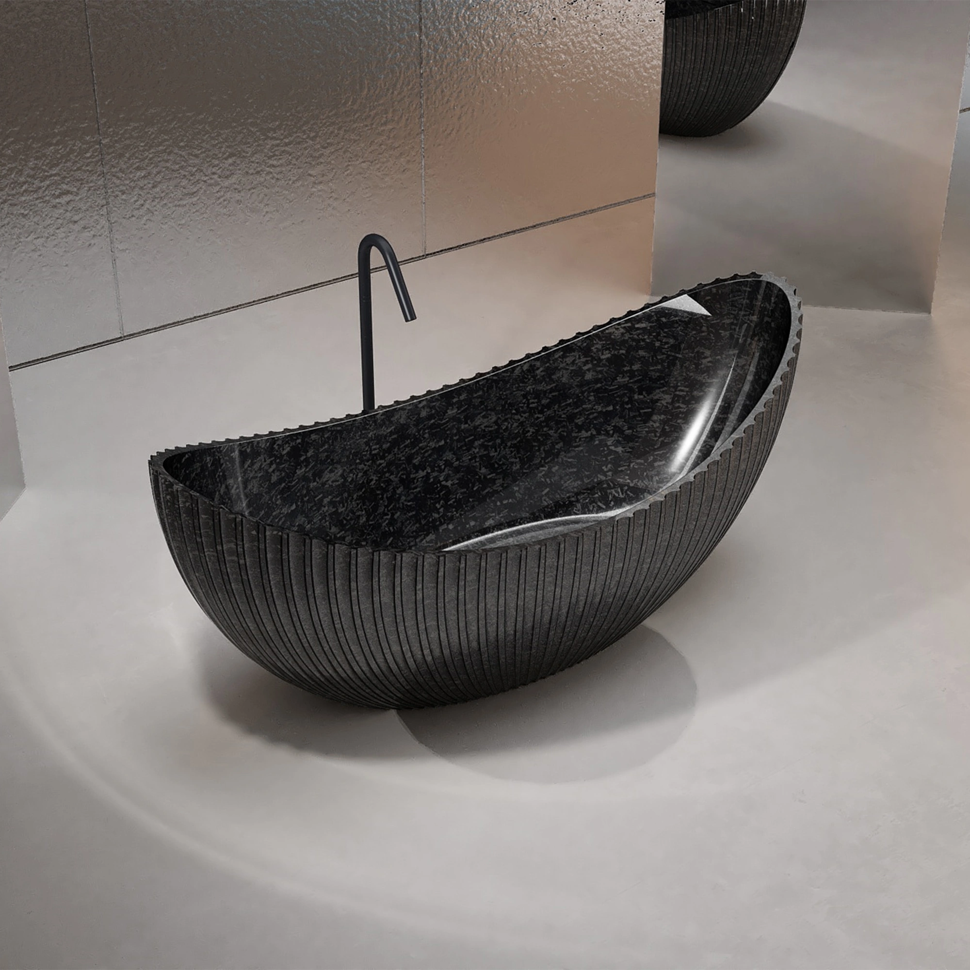 68 Inch MonBlari Carbon Fiber Freestanding Bathtub MC99918GB-SideTopView