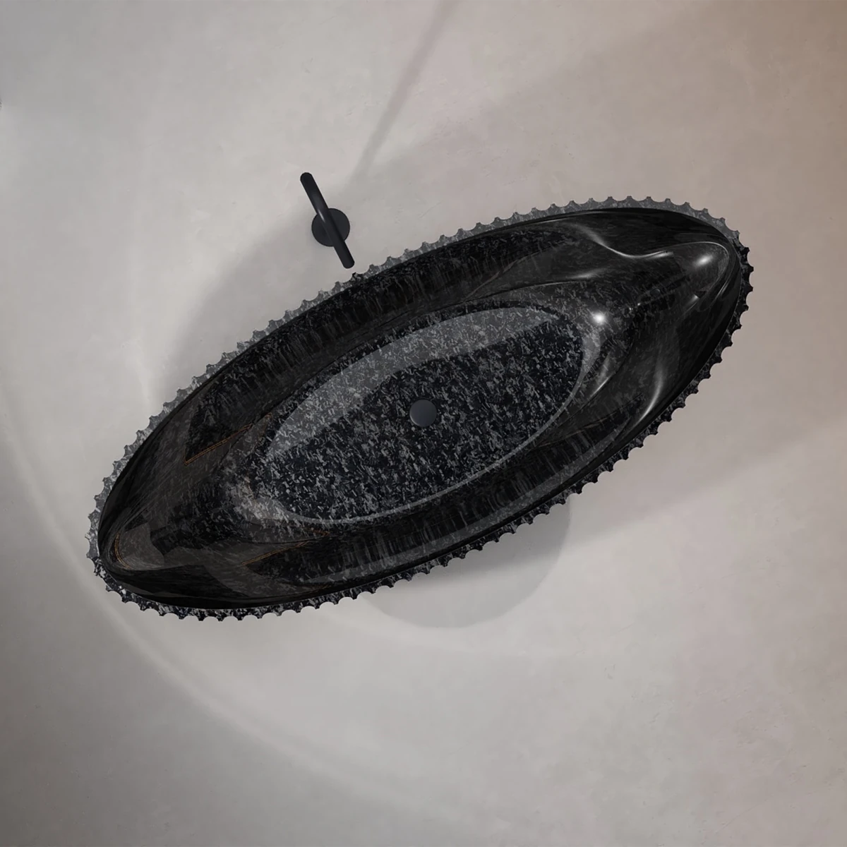 68 Inch MonBlari Carbon Fiber Freestanding Bathtub MC99918GB-TopView