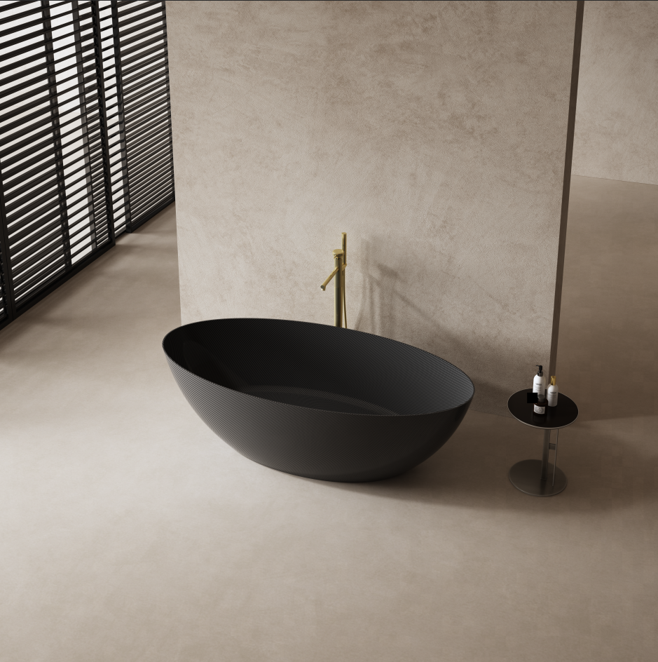 72 Inch MonBlari Carbon Fiber Freestanding Bathtub MC99963GB-FrontTop