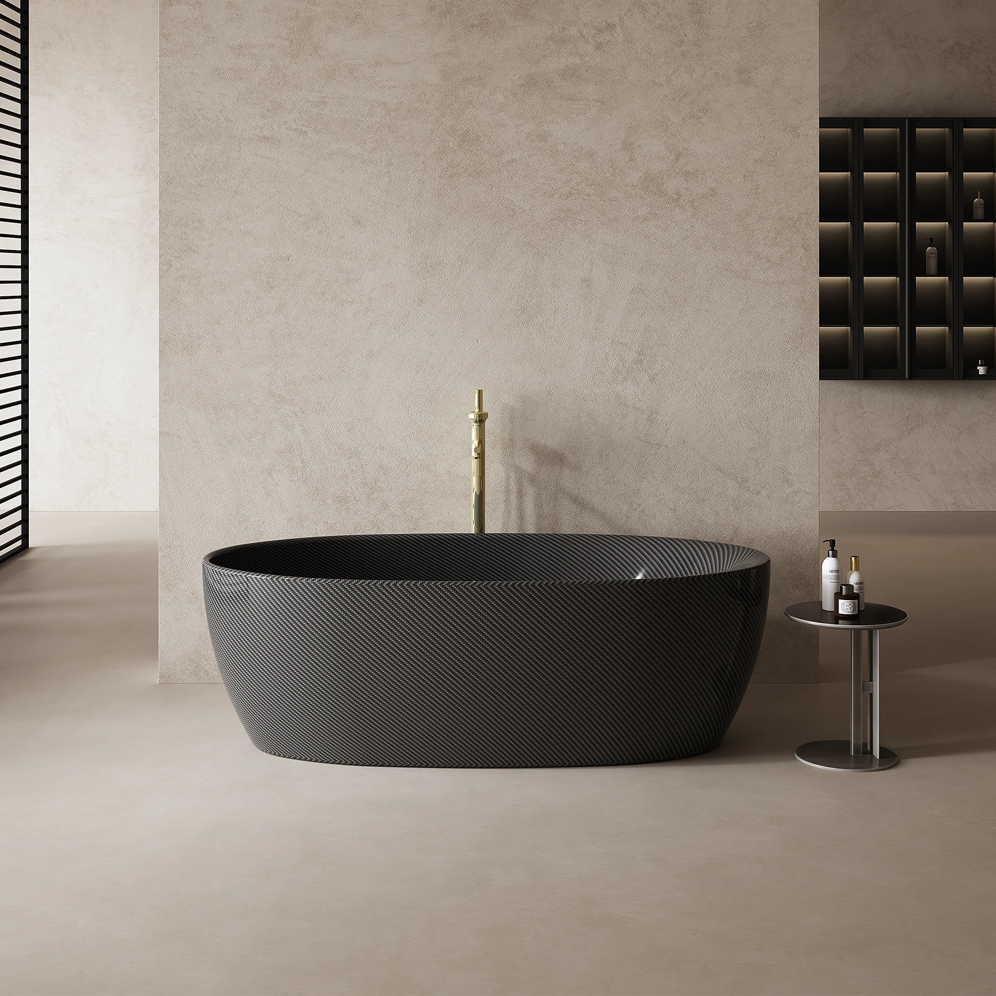 67 Inch MonBlari Carbon Fiber Freestanding Bathtub MC99971GB-FrontView