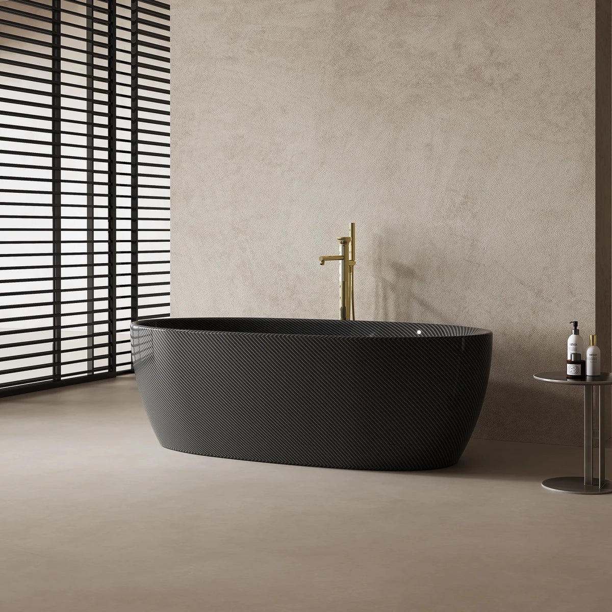 67 Inch MonBlari Carbon Fiber Freestanding Bathtub MC99971GB-SideView