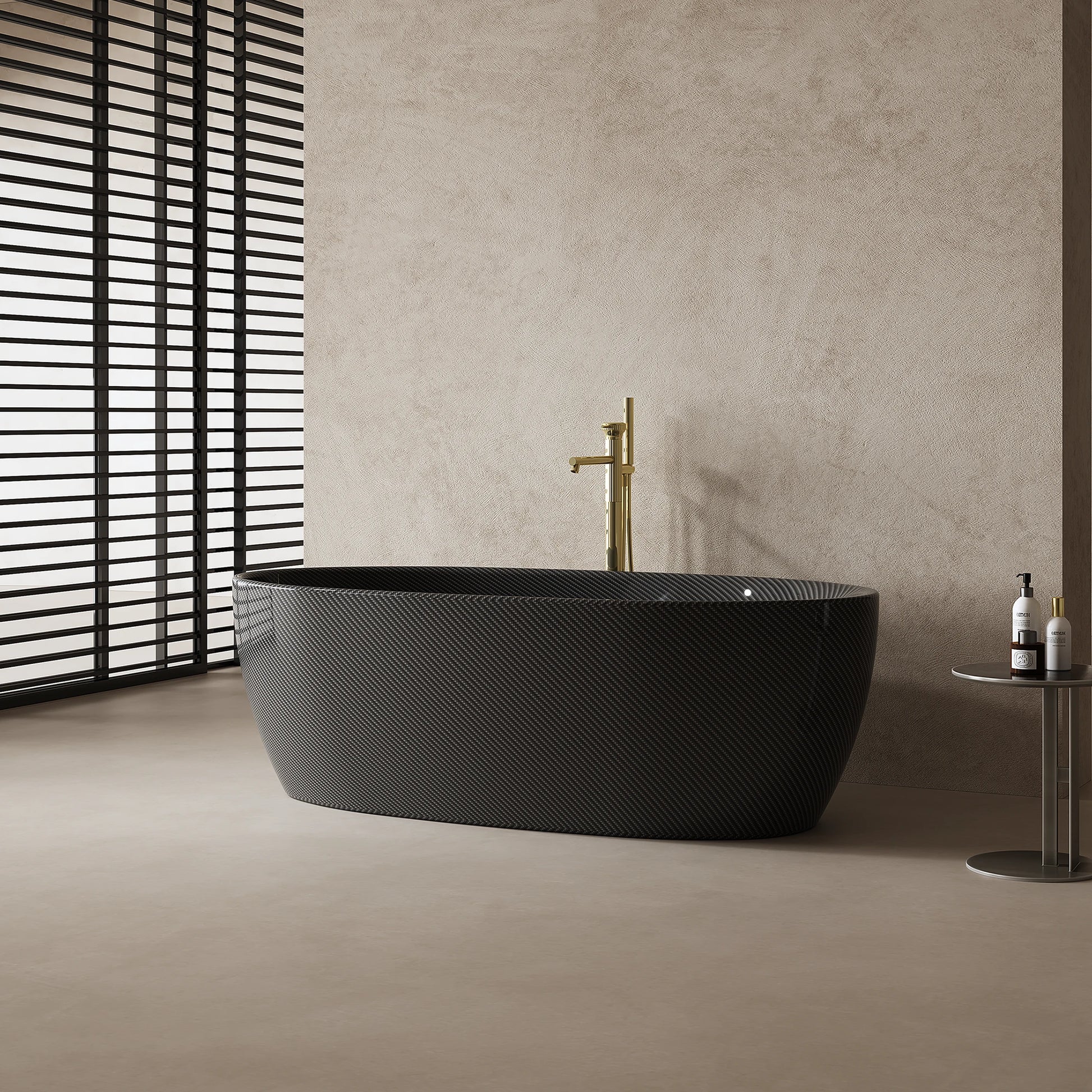 67 Inch MonBlari Carbon Fiber Freestanding Bathtub MC99971GB-SideView