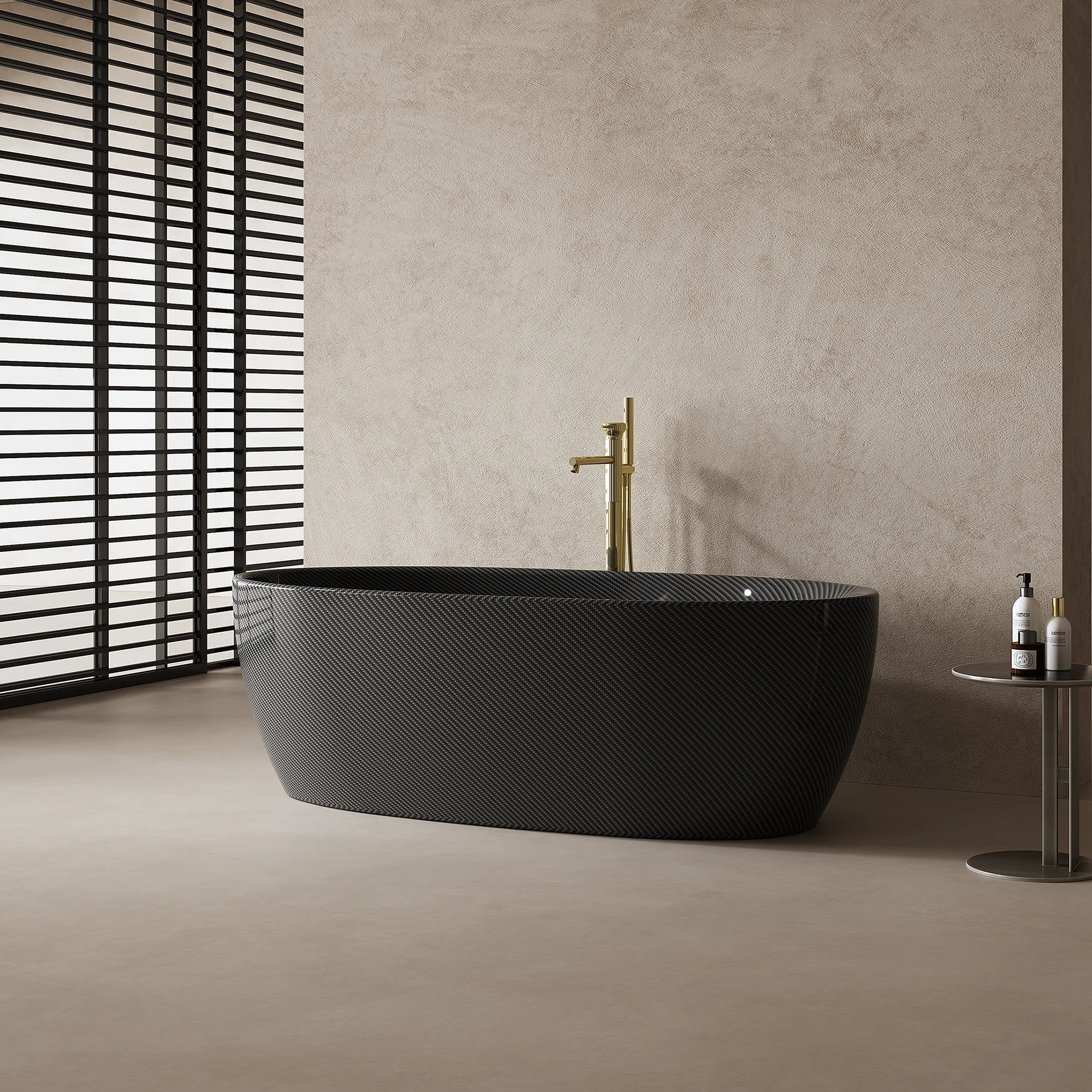 67 Inch MonBlari Carbon Fiber Freestanding Bathtub MC99971GB-SideView