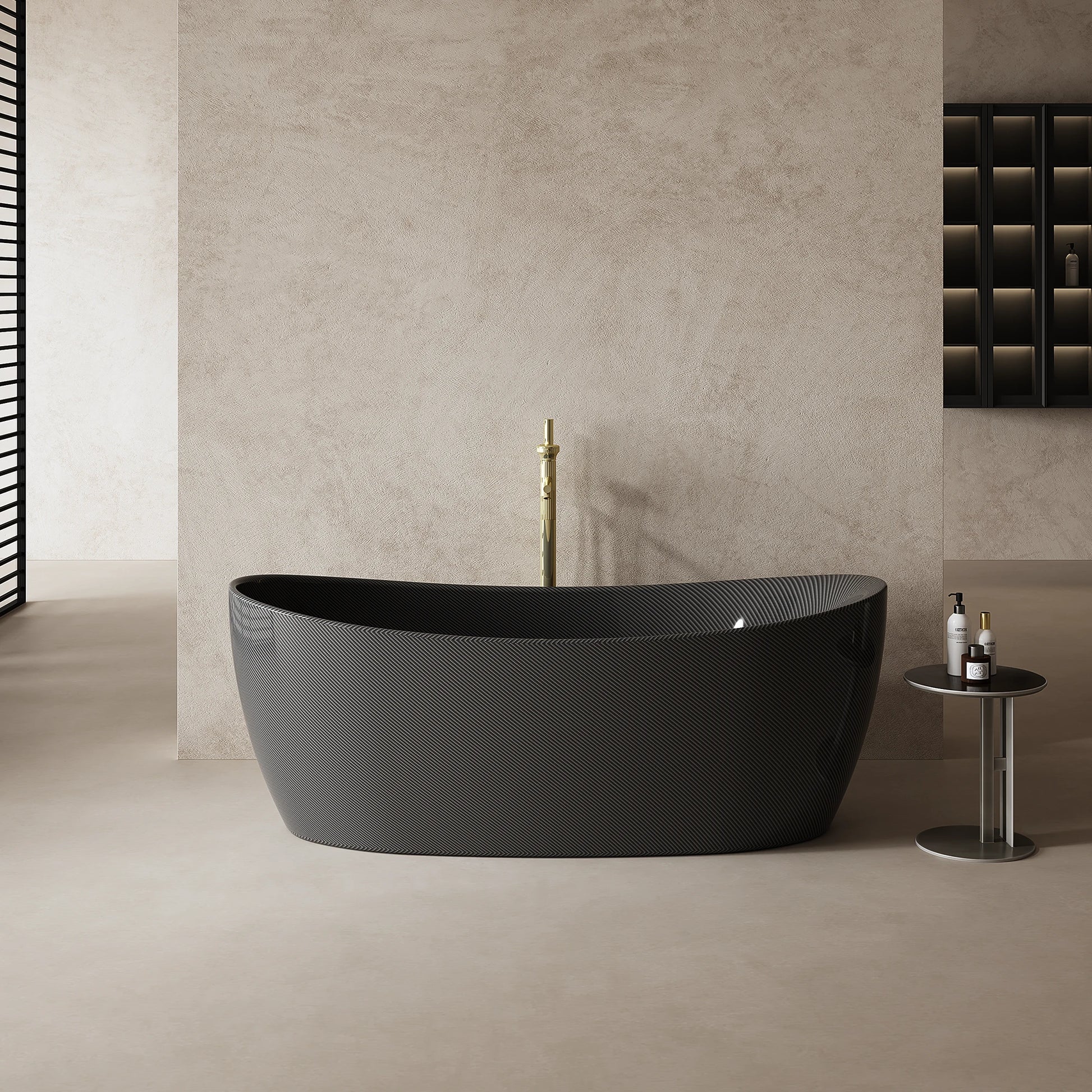 67 Inch MonBlari Carbon Fiber Freestanding Bathtub MC99973GB-FrontView