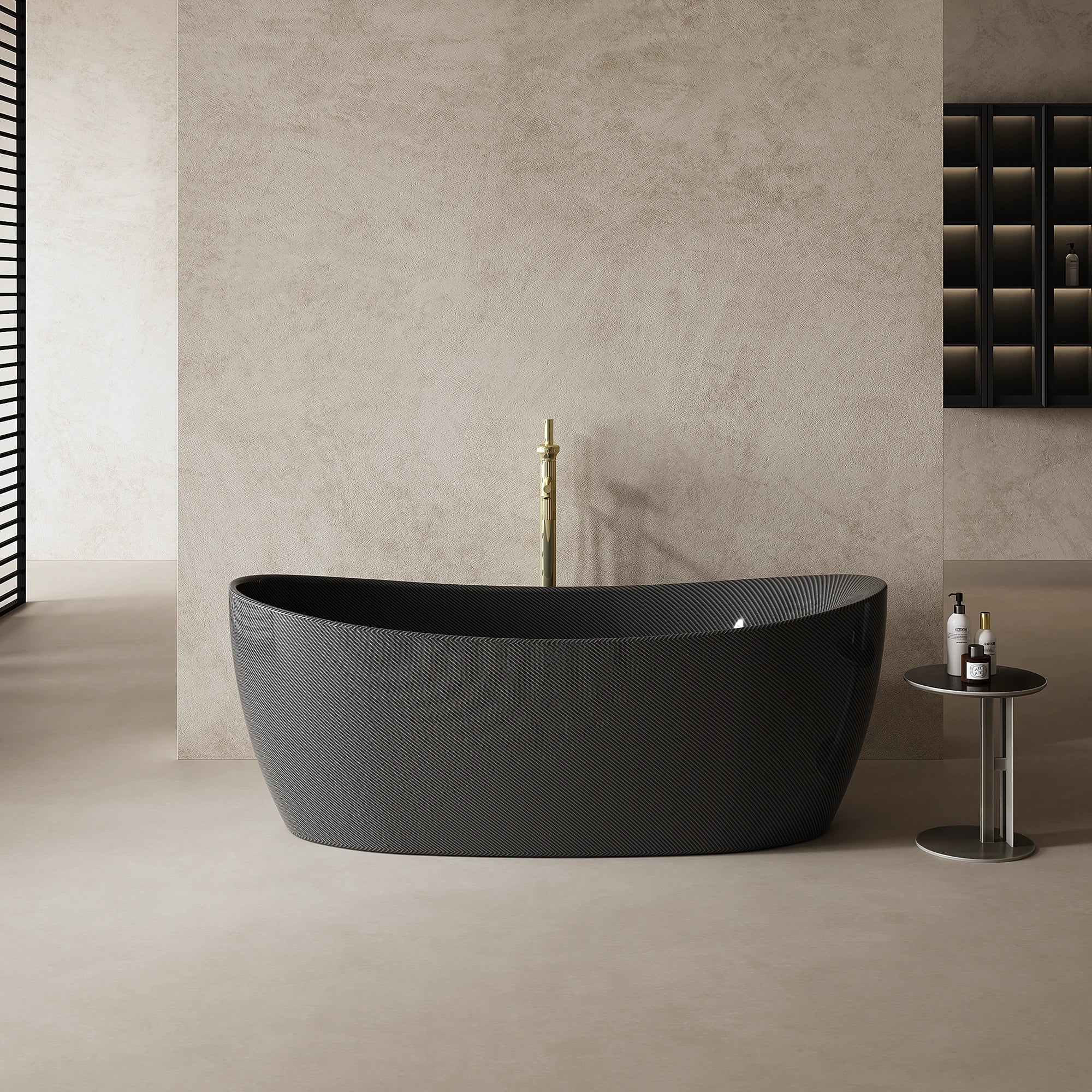 67 Inch MonBlari Carbon Fiber Freestanding Bathtub MC99973GB-FrontView
