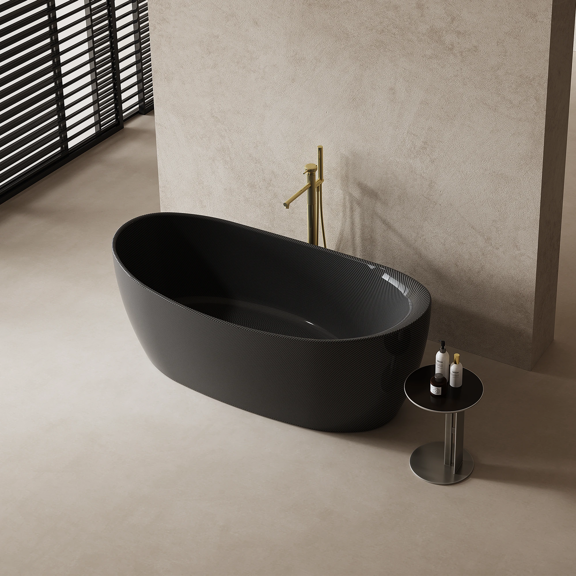 67 Inch MonBlari Carbon Fiber Freestanding Bathtub MC99973GB-SideTopView