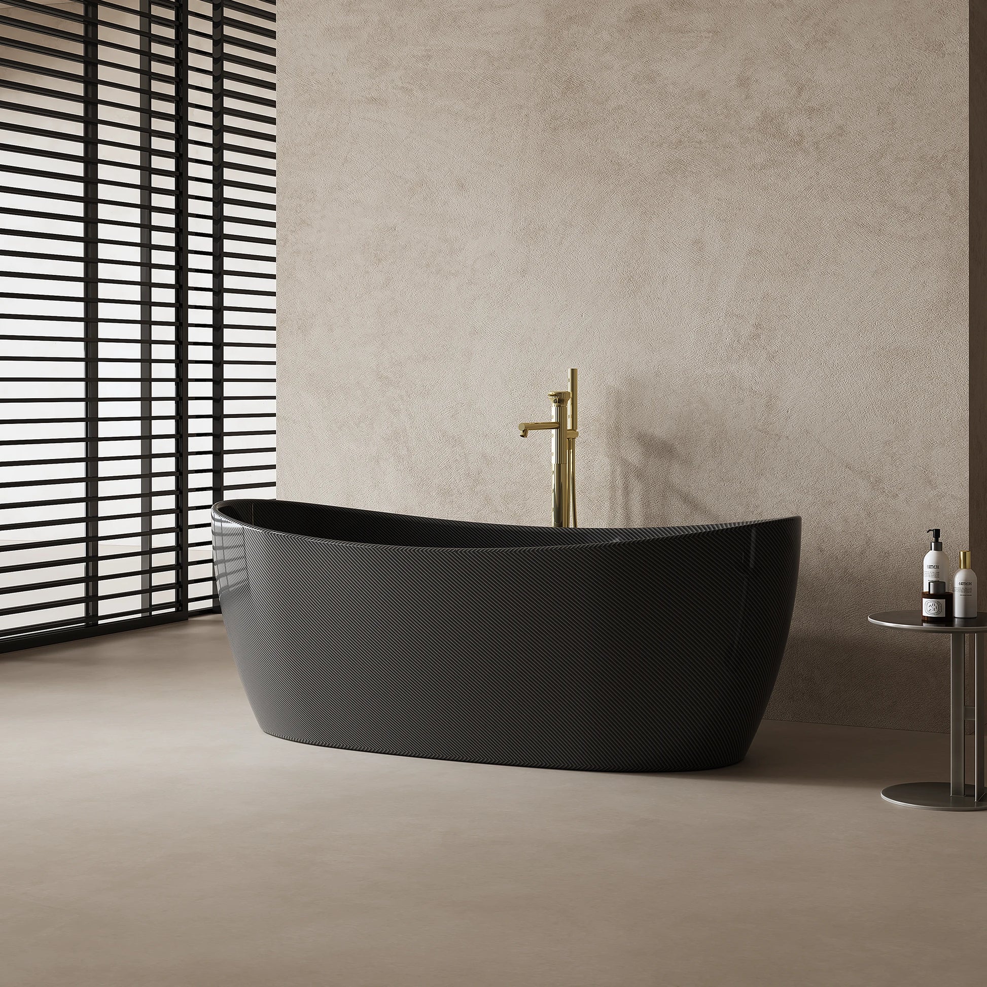 67 Inch MonBlari Carbon Fiber Freestanding Bathtub MC99973GB-SideView
