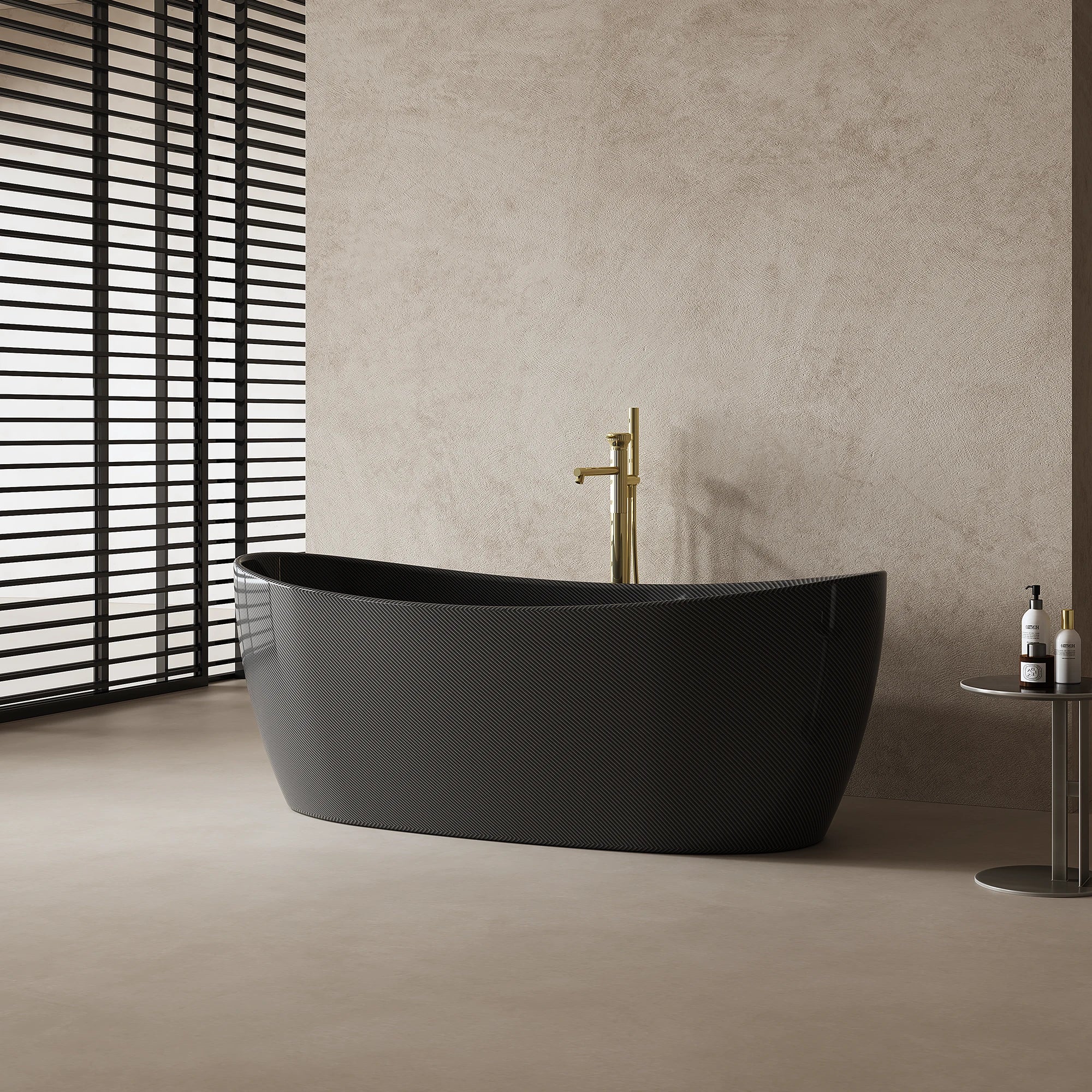 67 Inch MonBlari Carbon Fiber Freestanding Bathtub MC99973GB-SideView