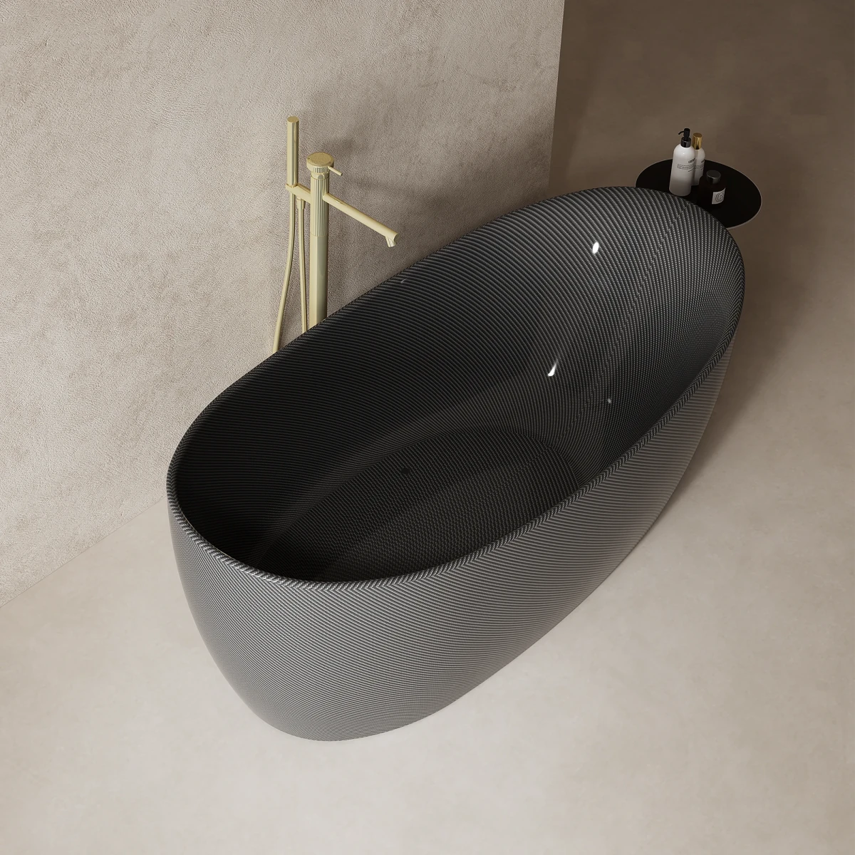 67 Inch MonBlari Carbon Fiber Freestanding Bathtub MC99973GB-LeftTopView