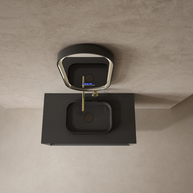 MonBlari Contemporary Carbon Fiber Floating Bathroom Vanity