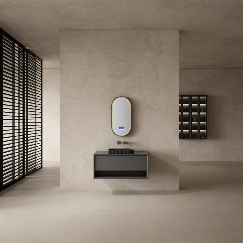 MonBlari Contemporary Carbon Fiber Floating Bathroom Vanity